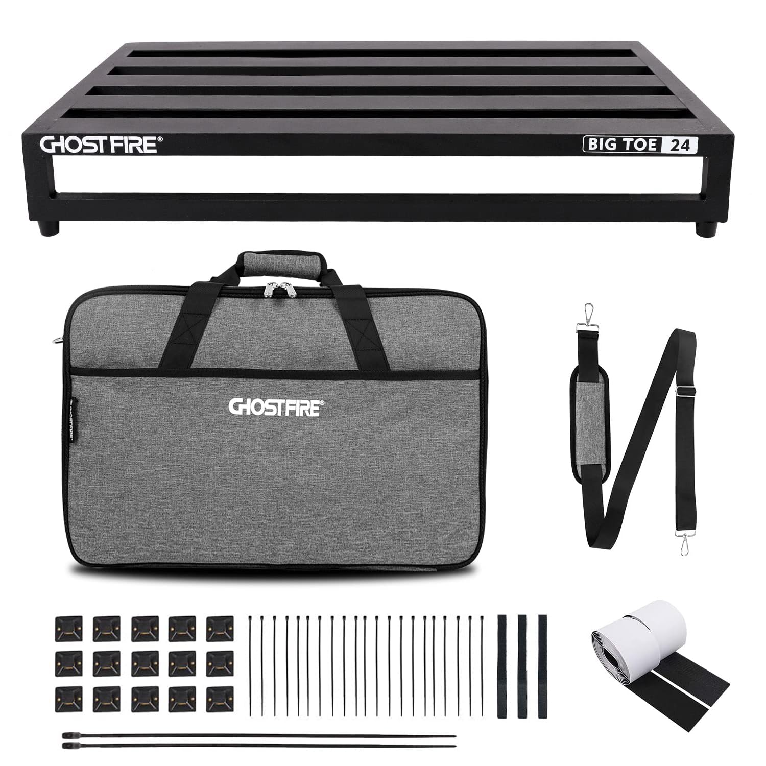 Ghost Fire Guitar Pedal Board Aluminum Alloy 4.4lb Effect Pedalboard 24x15.7 with Carry Bag,V series (V-BIG TOE 24)