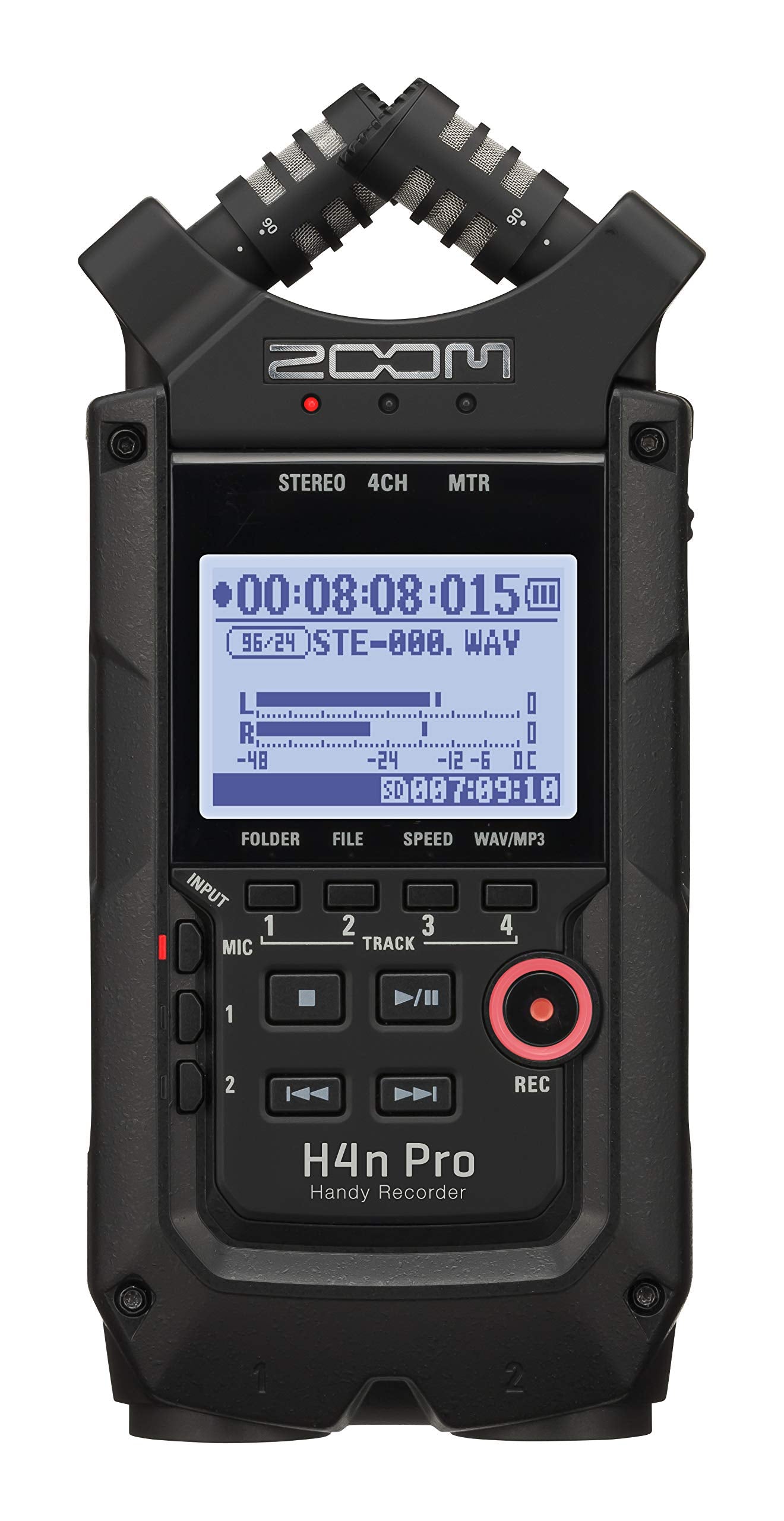 Zoom H4n Pro 4-Track Portable Recorder, All Black, Stereo Microphones, 2 XLR/  Combo Inputs, Battery Powered, for Stereo/Multitr