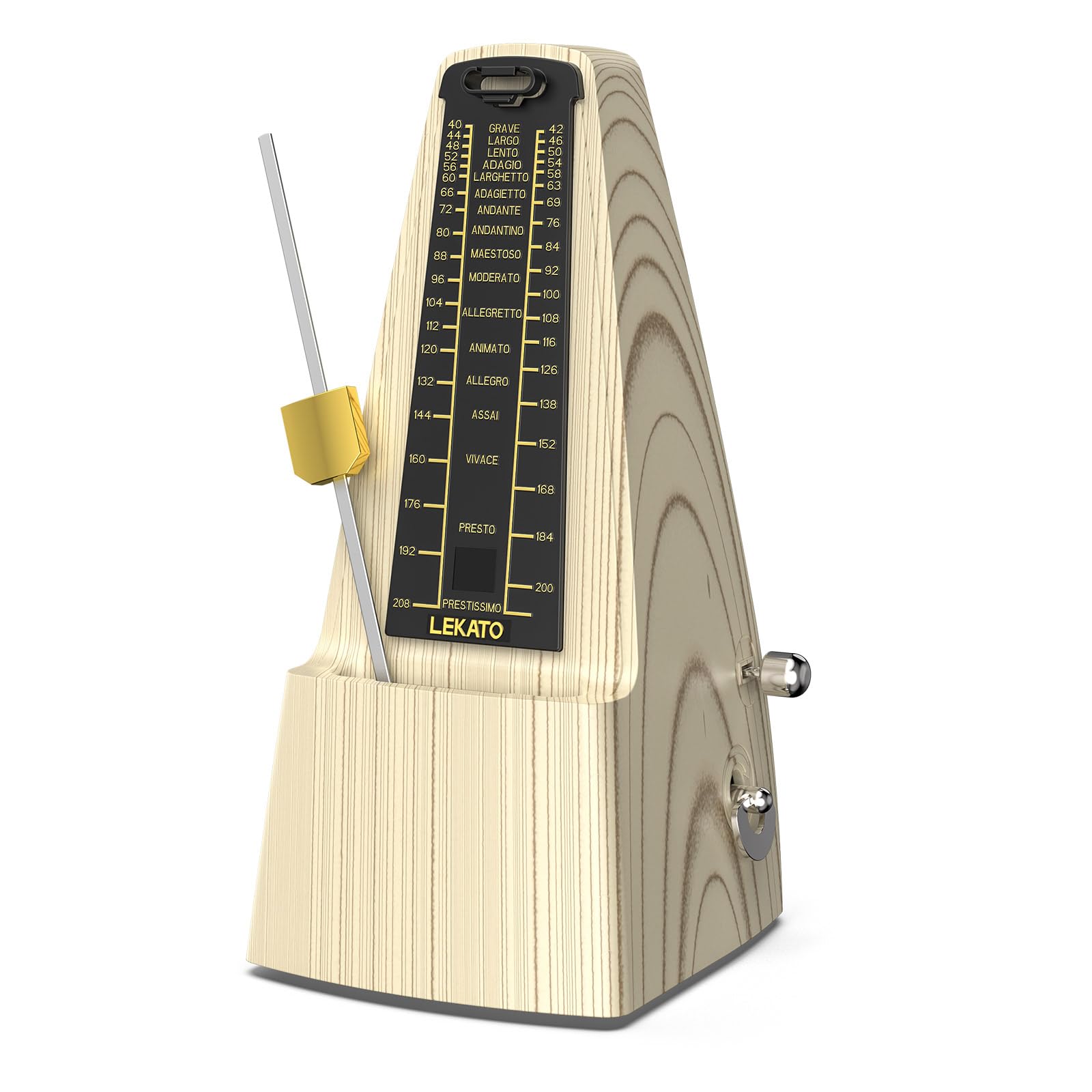 LEKATO Mechanical Metronome, Universal Metronome for Piano, Guitar, Violin, Drums and Other Instruments, Metal Movement, Ash Woo
