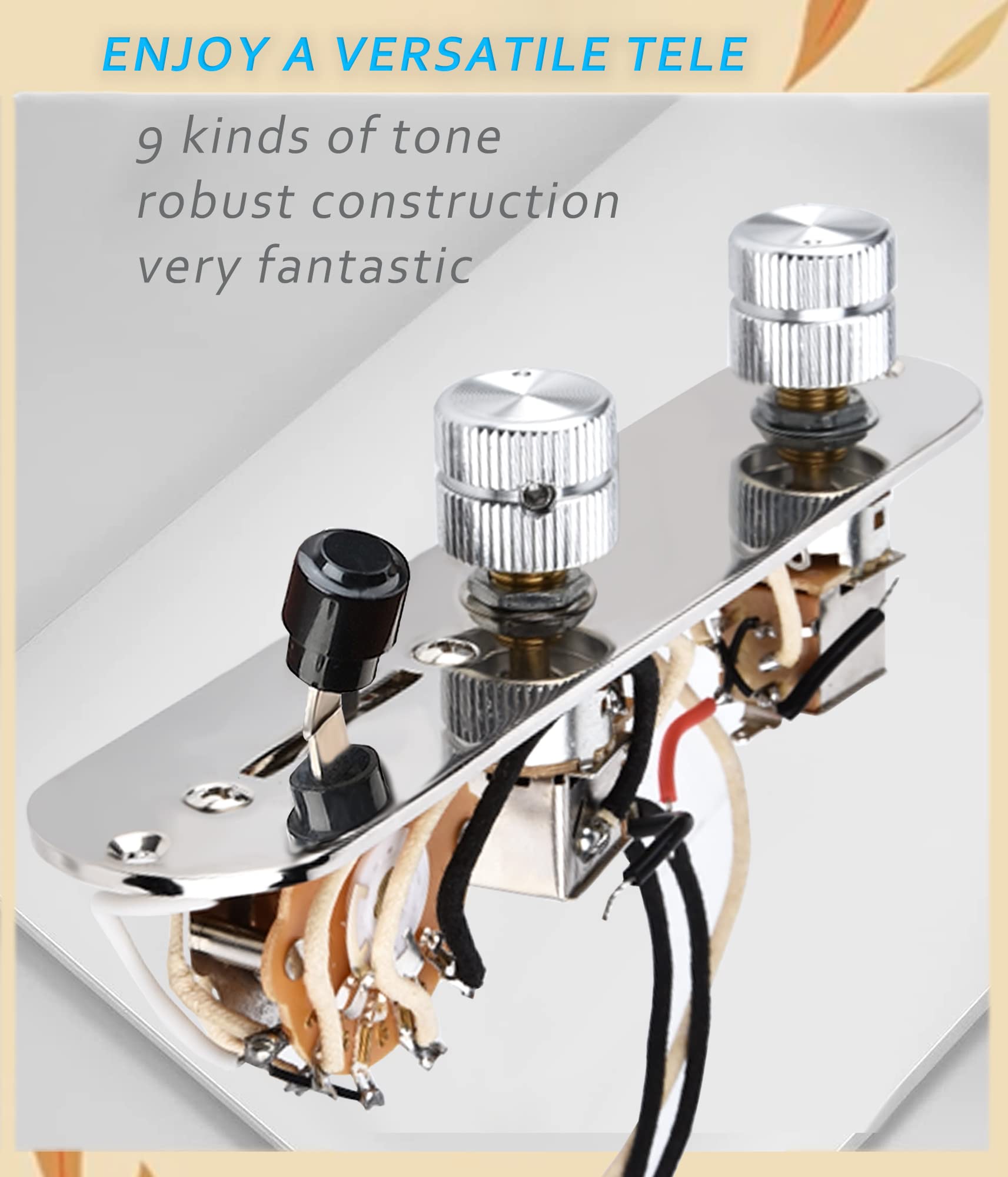 LAMSAM Prewired 9 Tone Guitar Control Plate Assembly, Loaded 3-way Blade Switch Double Push Pull Potentiometer Pot Speed Knobs t