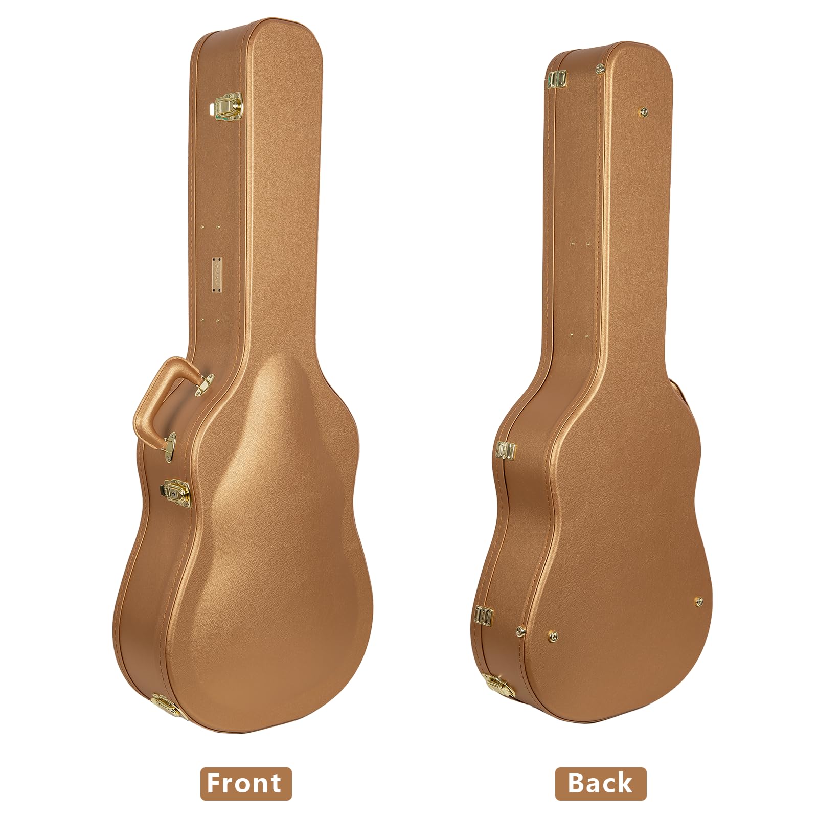 Crossrock Wooden Classical Guitar Case for 4/4 Nylon-String | Luxury Gold Faux Leather, Burgundy Velvet Interior, Lock - Designe