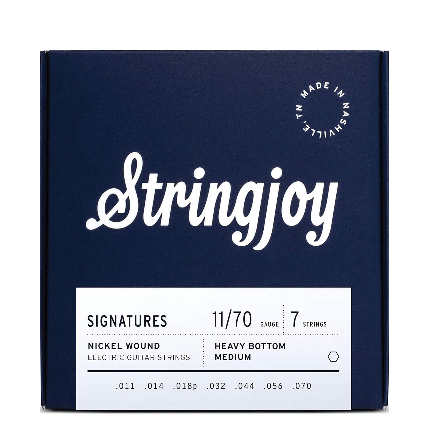 Stringjoy Hvy117, 7 String Signatures Electric Guitar Strings, 11-70 Heavy Bottom Medium Gauge, 7-String Nickel, Electric Guitar