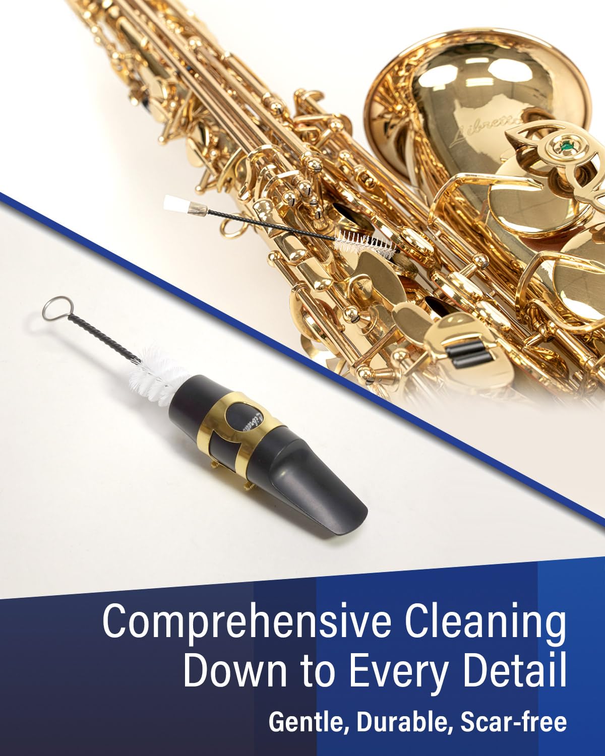 Libretto Alto Saxophone Cleaning Kit with EVA Case, Including 2 Microfiber Cleaning Swabs, 16 Mouthpiece Cushions, Mouthpiece Br