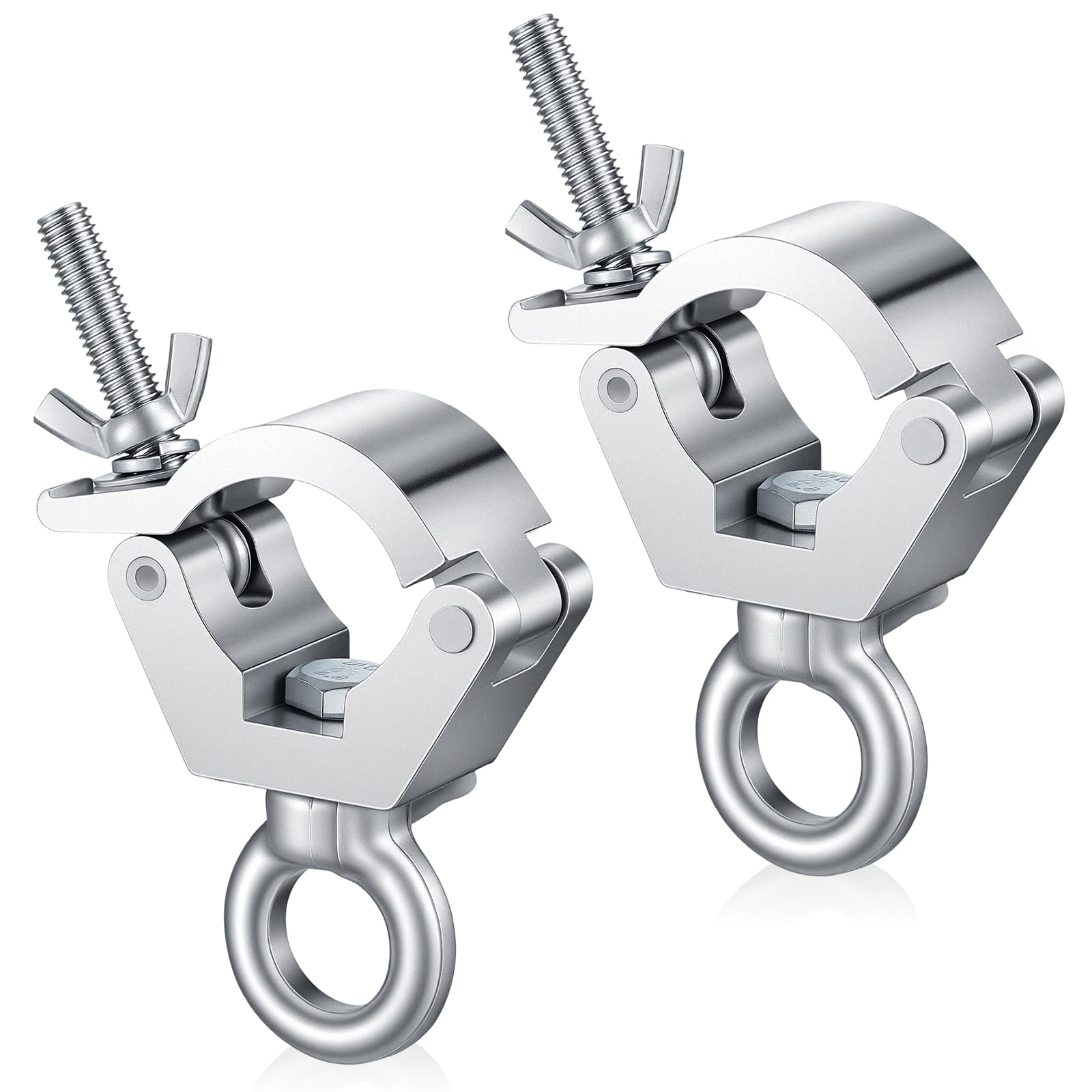 Pelopy 4 Pcs Heavy Duty 2 Inch Truss Clamp with Eye Bolt for 48-51mm Truss Tube/Pipe, Aluminum Stage Light Clamps for LED Video 