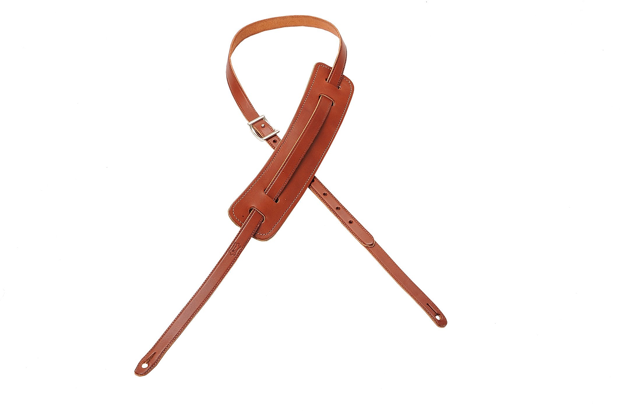 Levys Leathers Classic 50S Style Veg-Tan Guitar Strap With Sliding Shoulder Pad And Buckle Adjustment, Walnut (M25-WAL)