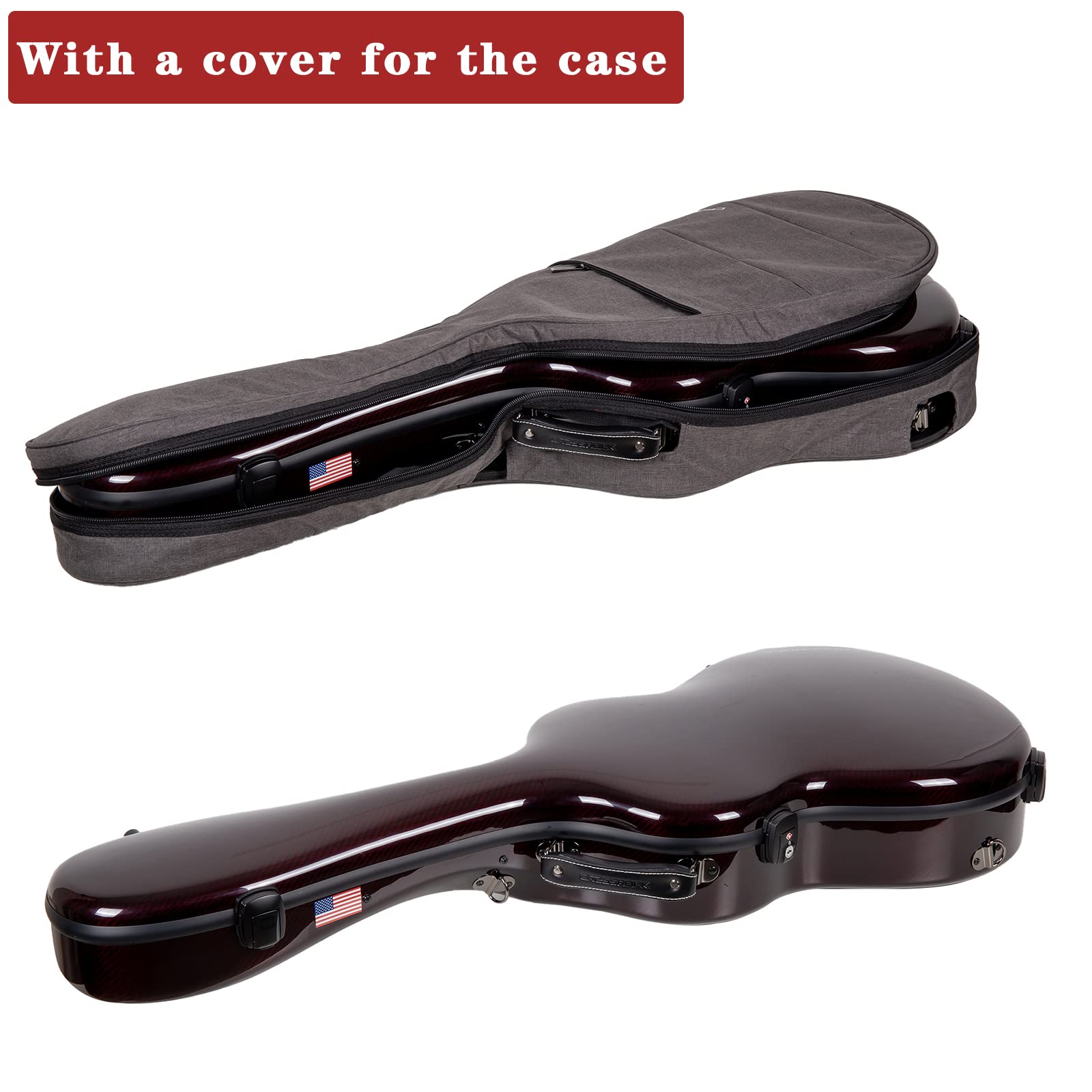 Crossrock Air Carbon 4/4 Classical Guitar Flight Case - 3K Twill Weave Carbon Fiber in Vintage Port Red - TSA Lock & Ergonomic S