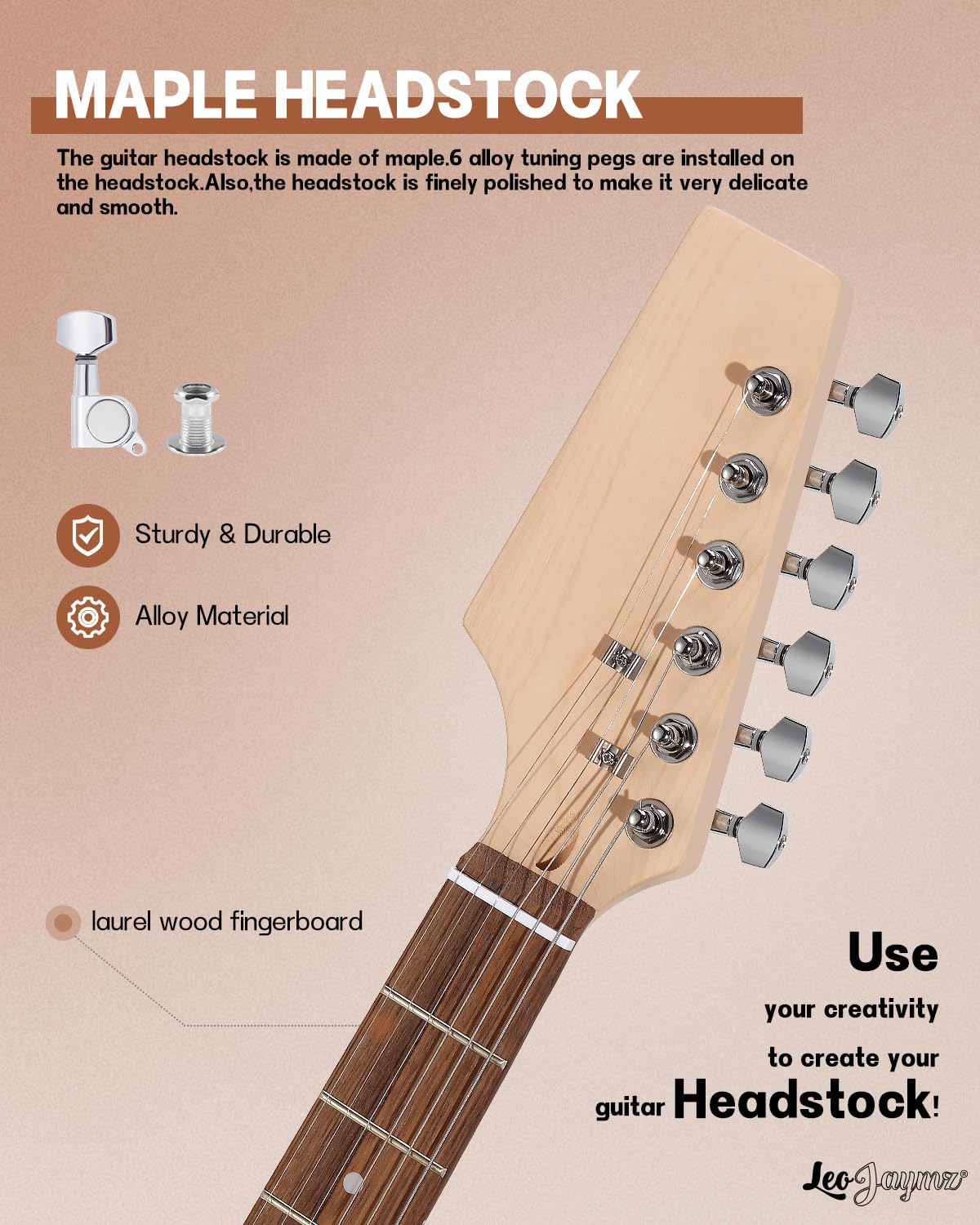 Leo Jaymz DIY ST Lefthand Style Electric Guitar Kits with Mahogany Body and Maple Neck - Laurel wood Fingerboard and All Compone