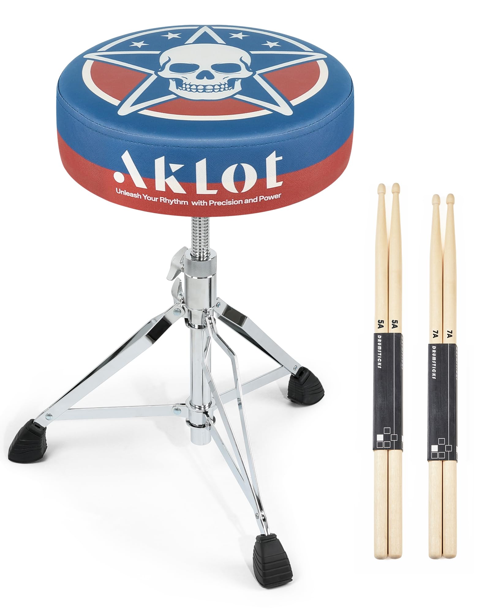 AKLOT Graphic Round-Top Drum Throne: Height Adjustable Drum Stool, with Thickened Sponge Seat, Bold Yet Edgy Graphic Throne, 5A 