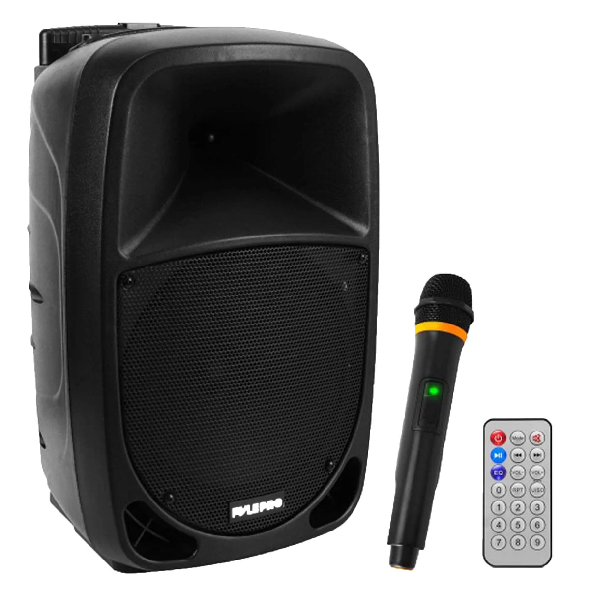 Pyle Psbt105A - 1000W Portable Bluetooth Pa Speaker, 10'' Subwoofer, Uhf Wireless Mic, Mp3/Usb/Sd, Rechargeable Battery, Led Bat