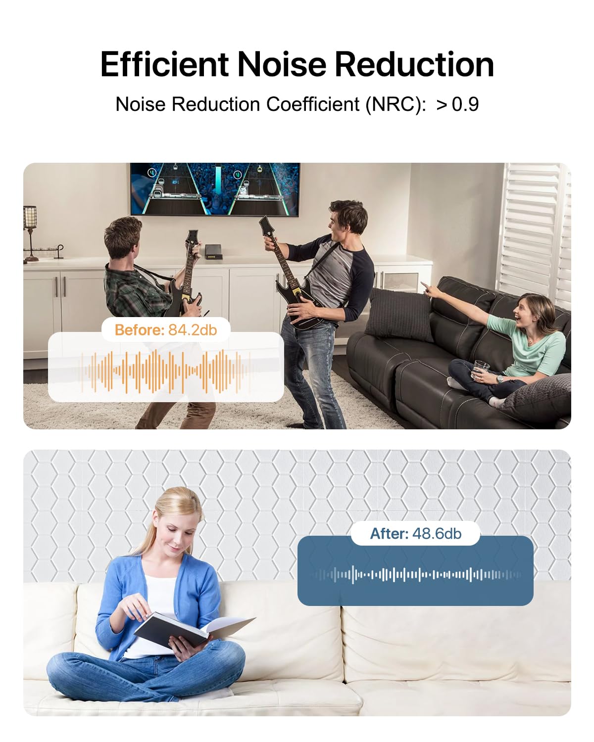 Sound Proof Foam Panels for Walls, Kuchoow Acoustic Panels Sound Absorbing, 18 Pack High Density Soundproof Wall Panels Self Adh