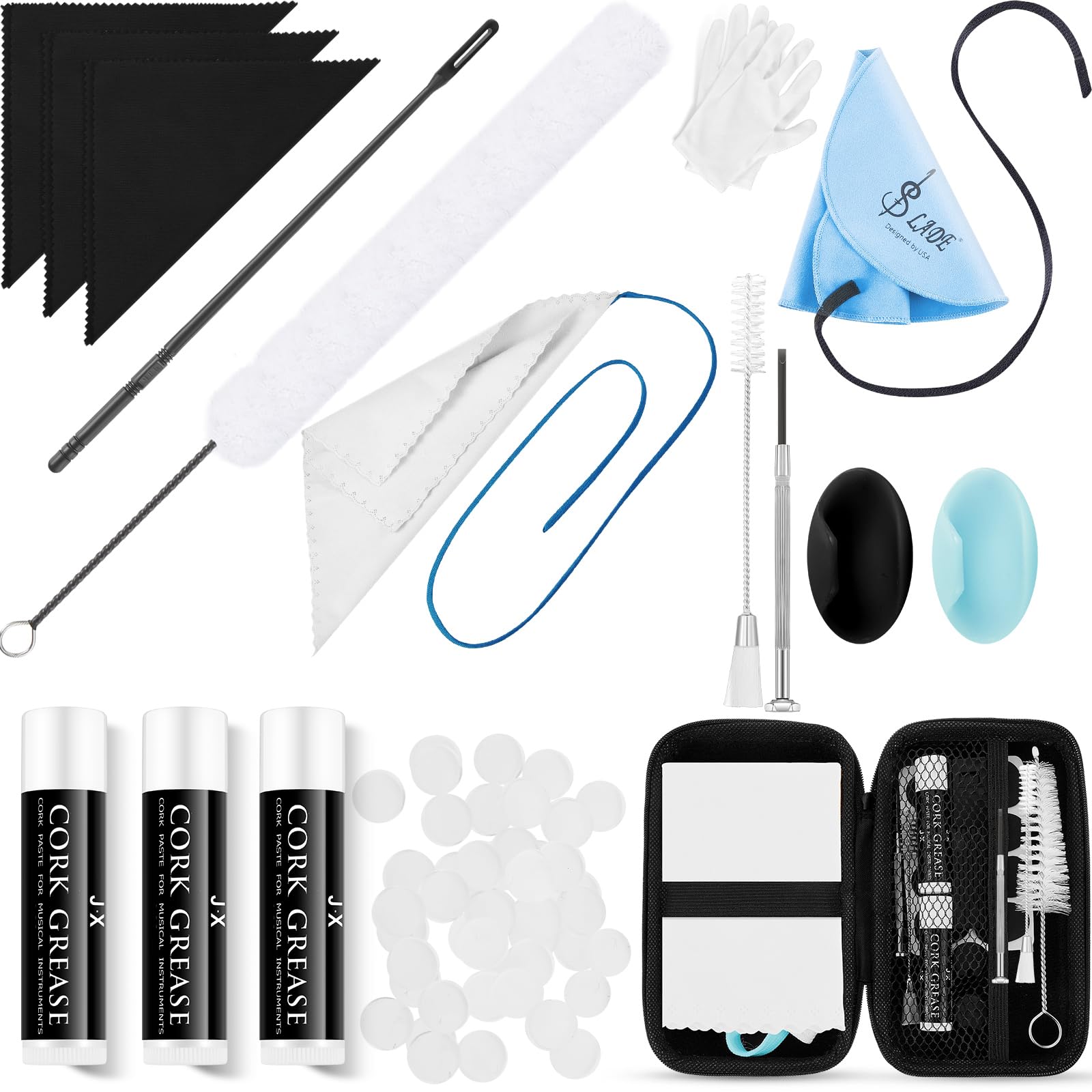 Vesici 40 Pcs Flute Cleaning Accessories All in 1 Flute Cleaner Maintenance Kit Care Kit with Brush Cleaning Rod Swab Plugs Thum