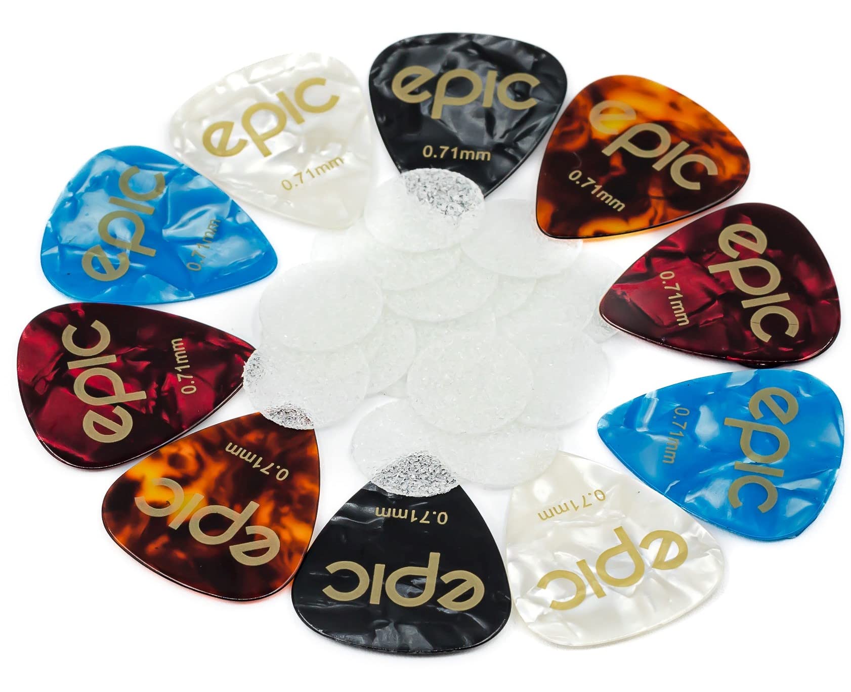 Epic Accessories 20-Pack Rough Surface Guitar Pick Grips Non-Slip | Non-Sticky | Stop Dropping Your Pick | Comes With 10 Medium