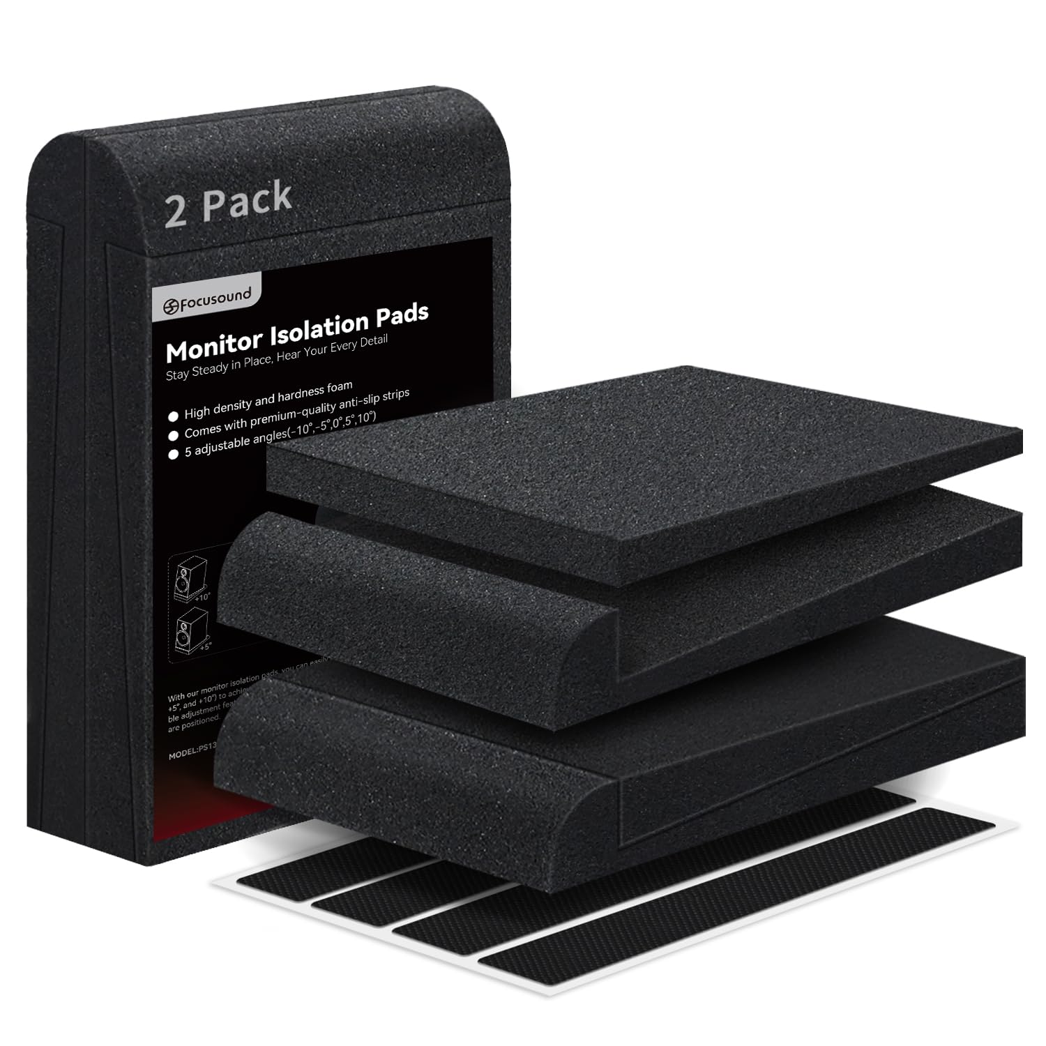 Focusound Studio Monitor Isolation Pads For 3-4.5 Inches Monitors, 2 Pack High Density Acoustic Speaker Isolation Pads Foam