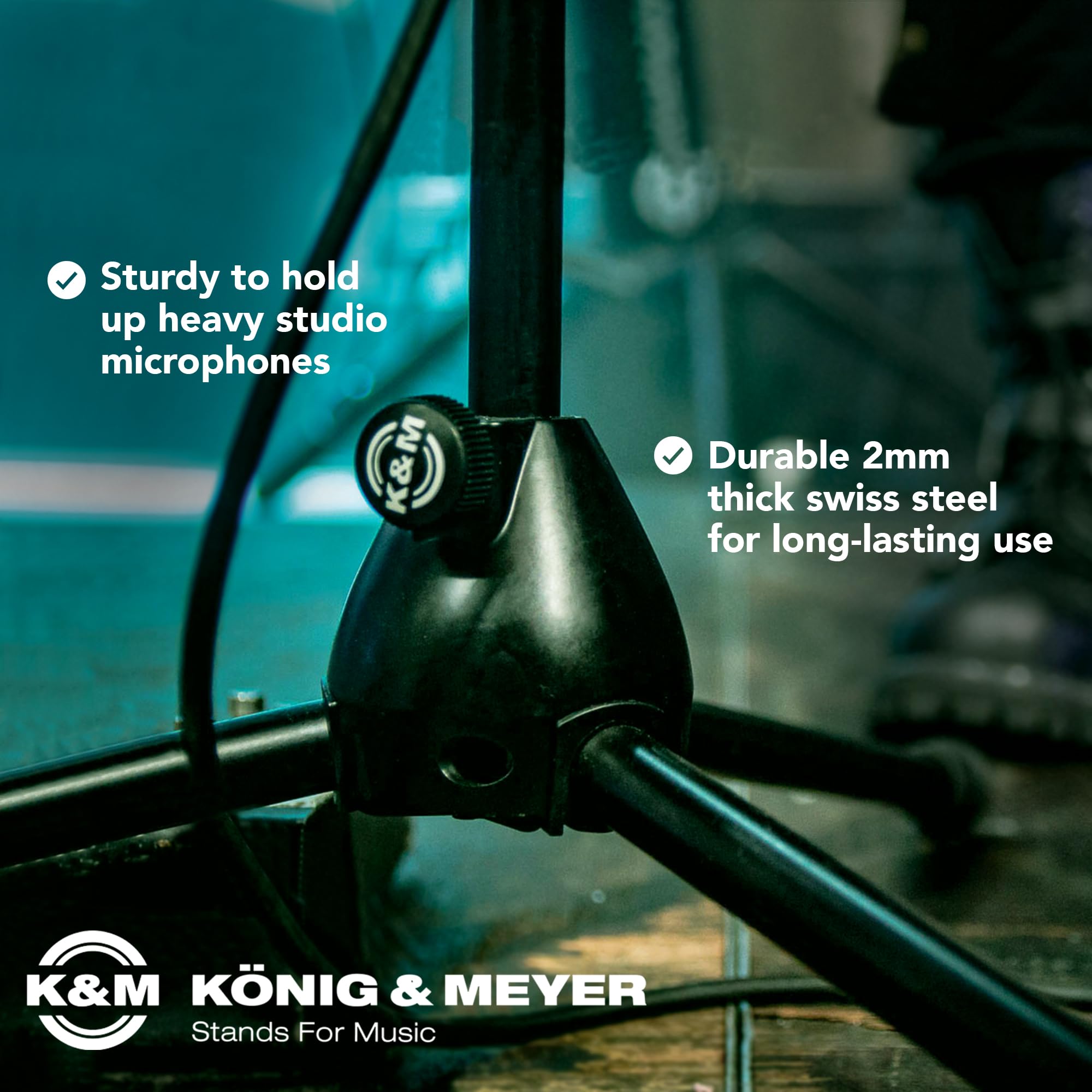 K&M Konig & Meyer 21080.500.55 Tripod Microphone Stand w/Telescoping Boom | Clutch Height Adjustment | Soft-Touch Lock | Folding