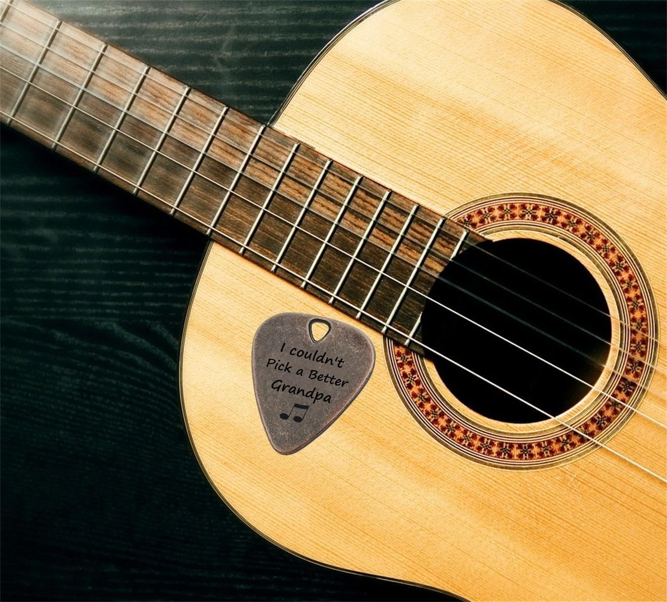 JUPPE Retirement Gifts For Grandfather, Metal Guitar Pick, I Couldn't Pick A Better Grandpa Bronze Guitar Picks & Bass Picks Mus