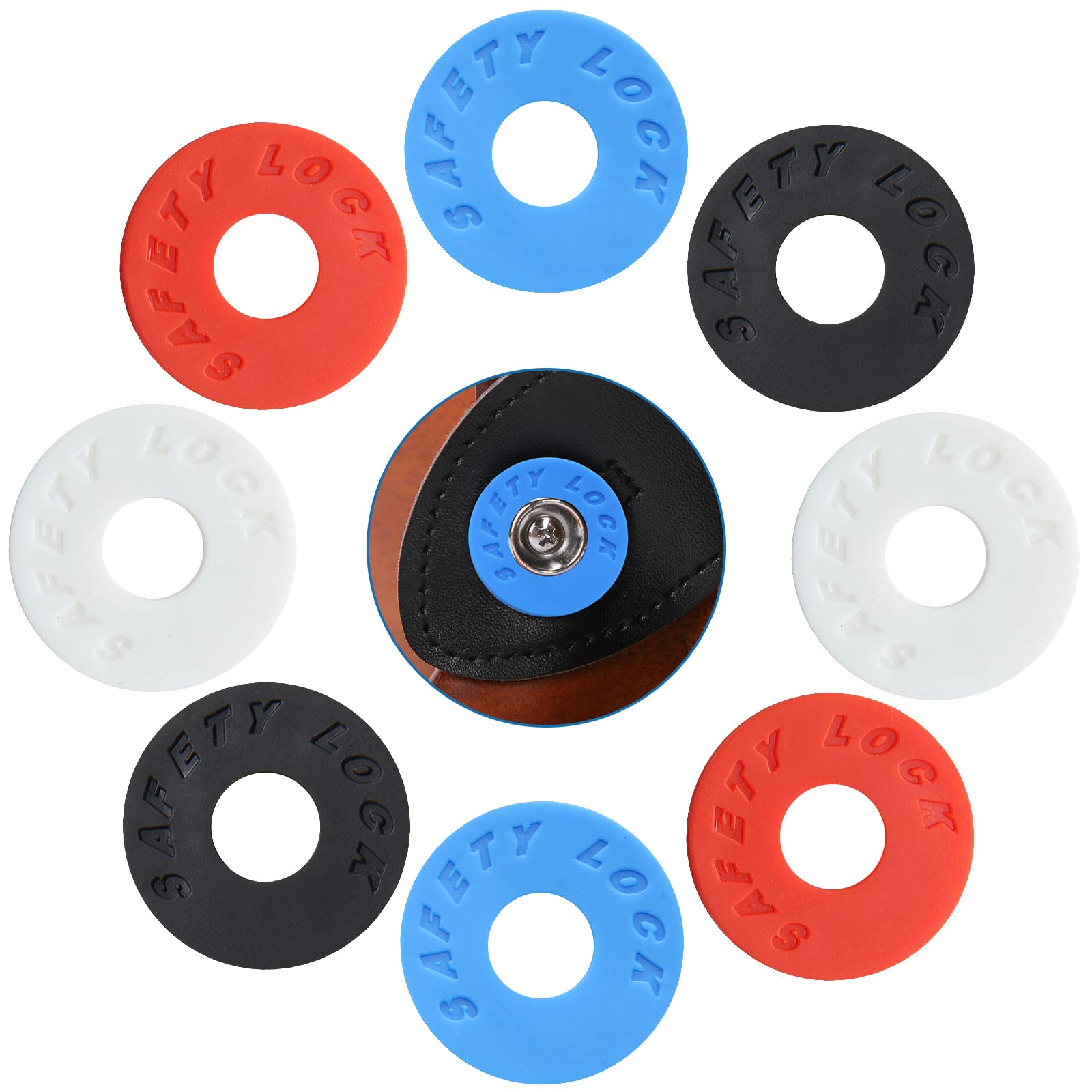 LifCratms 4 Pairs (8Pcs) Guitar Strap Locks, Silica Gel Premium Strap Blocks Guitar Protector Multiple Colour