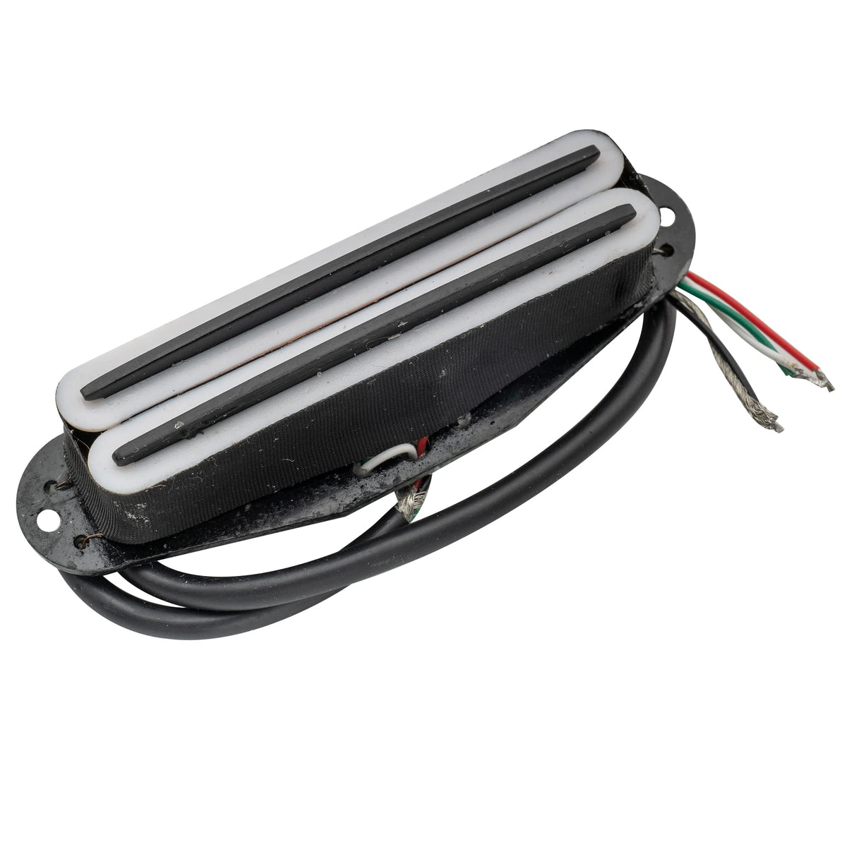 Musiclily Hot Rails Humbucker Strat Pickup Single Coil Size For Fender Stratocaster Squier Electric Guitar,White Body With Black