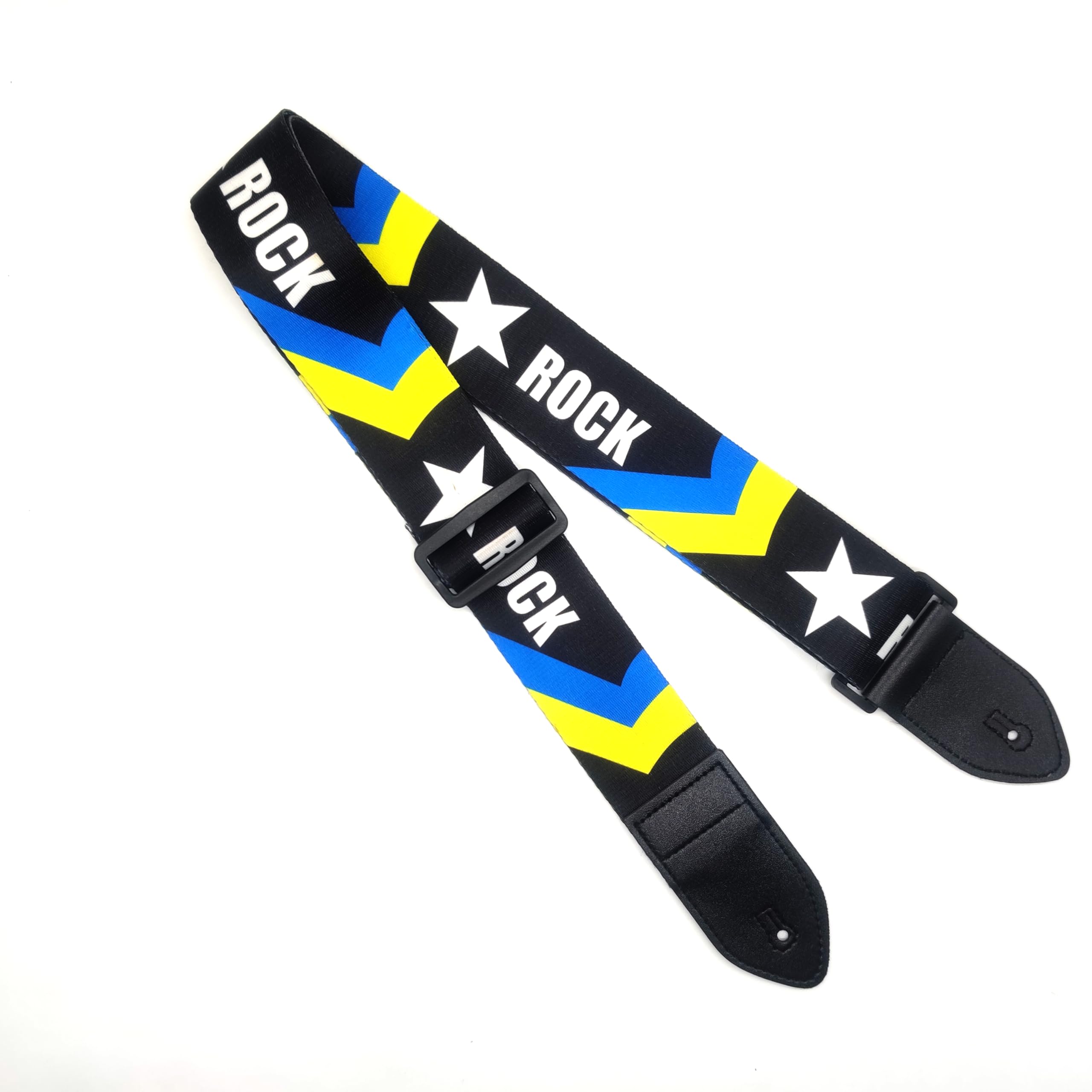 Rellocz 2 pcs Guitar Strap , Electric Guitar Straps with Leather Ends Adjustable For Electric, Bass& Acoustic Guitars (Blue Ligh