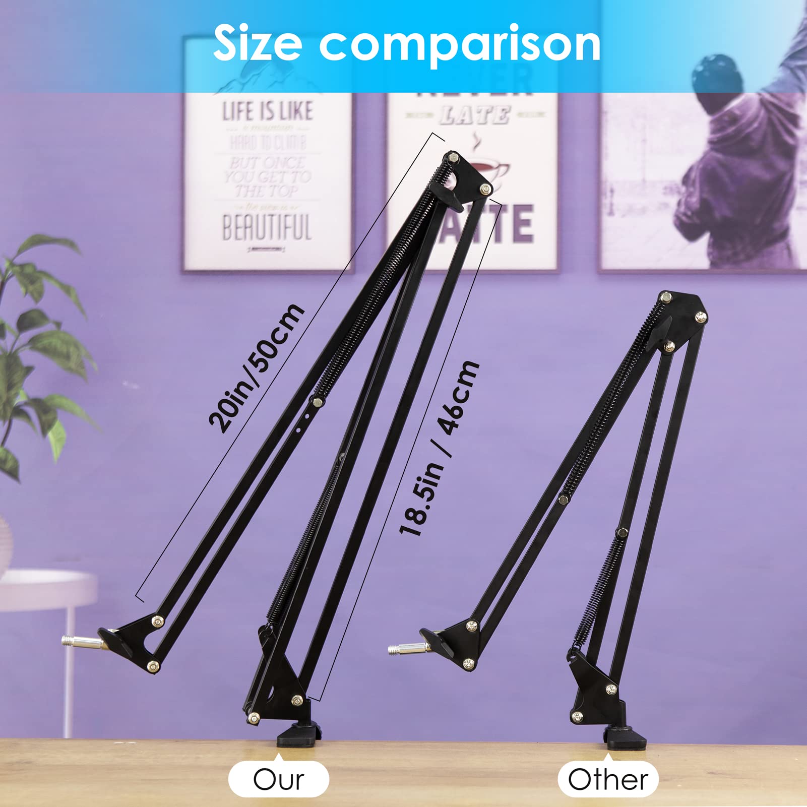 20+18.5in Rode Podmic Stand with Pop Filter, Professional Boom Arm and Windscreen for Rode PodMic Cardioid Dynamic Podcasting Mi