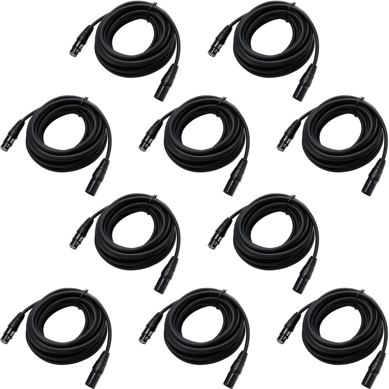 Kanayu 10 Pack/ 26.3ft DMX Cable 8 Meter DMX Signal Cables with 3 Pin XLR Male to Female Connector Stage Light Signal Wires for 