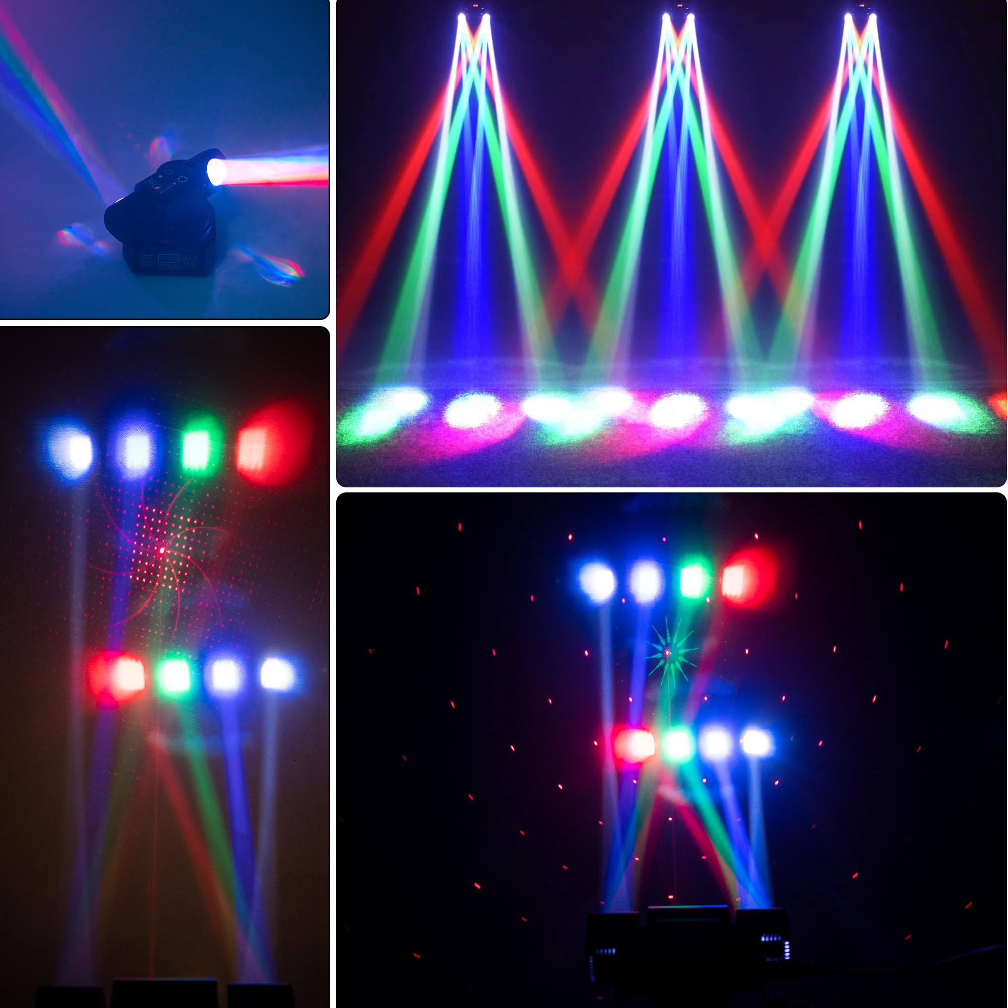 Mini Moving Head Disco Light RGBW Beam Stage Lights LED Rotating Starlight DJ Lighting, DMX & Sound Control, for Wedding KTV Bar
