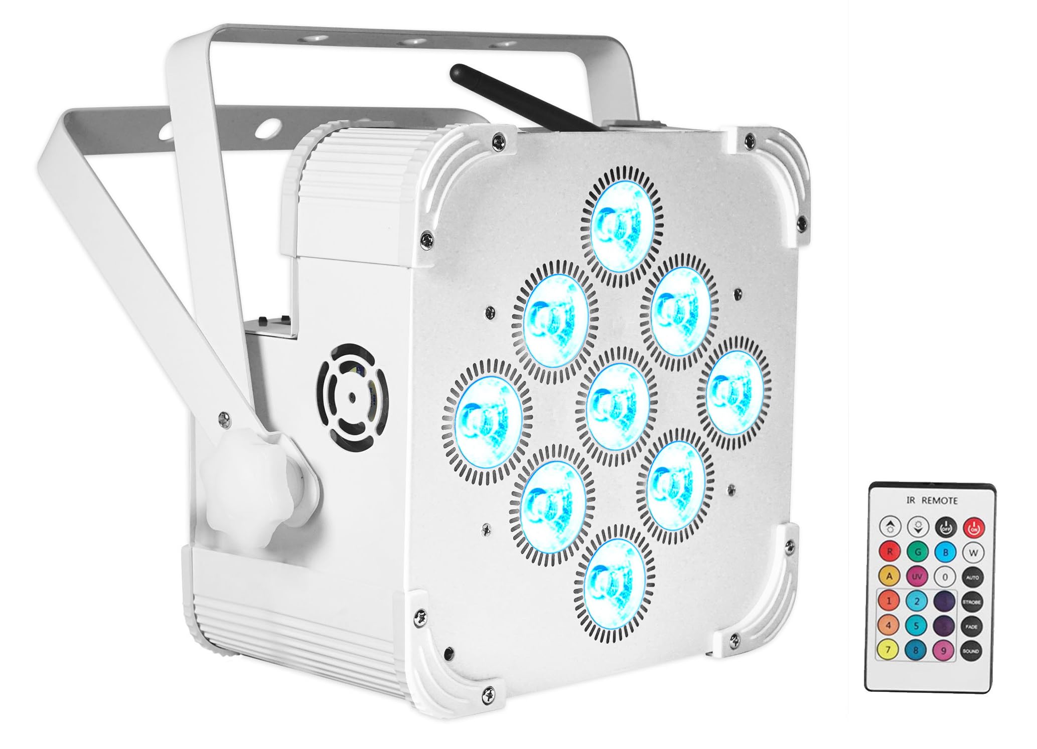 Rockville Best PAR 60 White 54W RGBWA+UV Wash Par Light, Wireless DMX, Rechargeable Battery, Remote Included, Up to 18Hr Battery