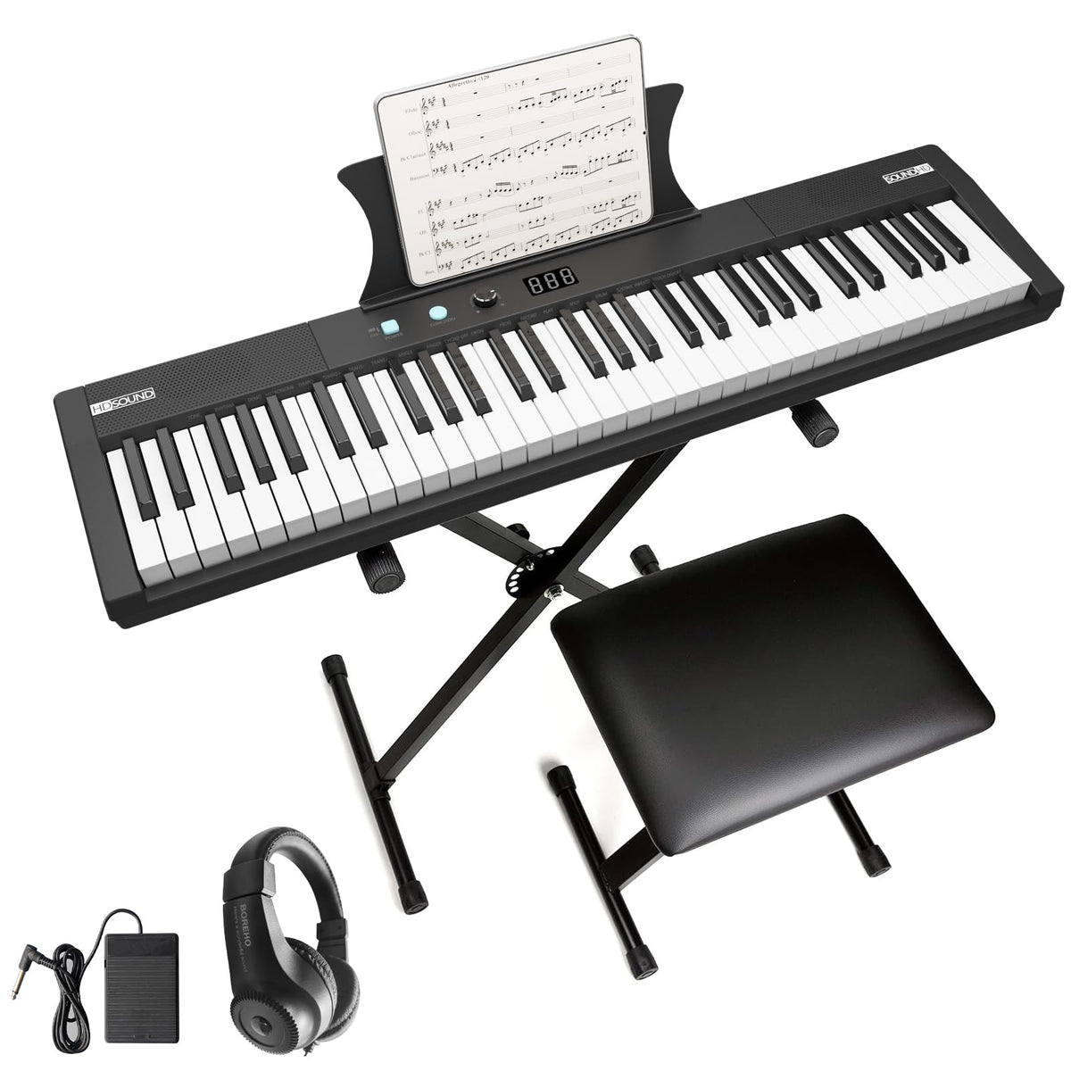 Keyboard Piano, 61 Key Piano Keyboard, Semi-Weighted Keys, Digital Mus ...