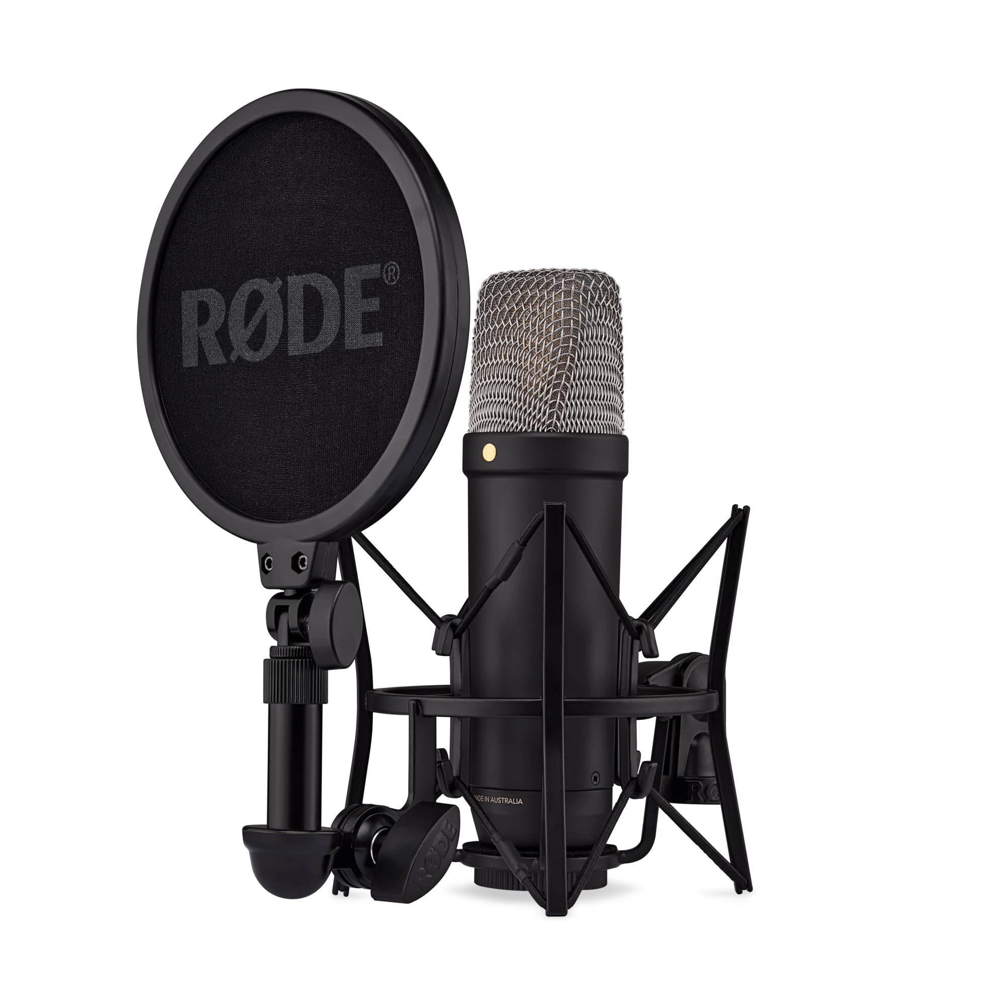 RDE NT1 5th Generation Large-diaphragm Studio Condenser Microphone with XLR and USB Outputs, Shock Mount and Pop Filter for Musi