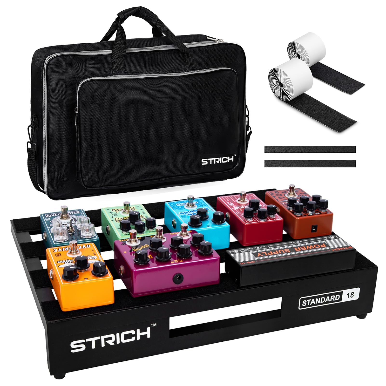 Strich Guitar Pedal Board Aluminum Alloy 1.98Lb Super Light Effect Pedalboard 18'' X 12.5'' With Carry Bag, Standard 18 (Angled)