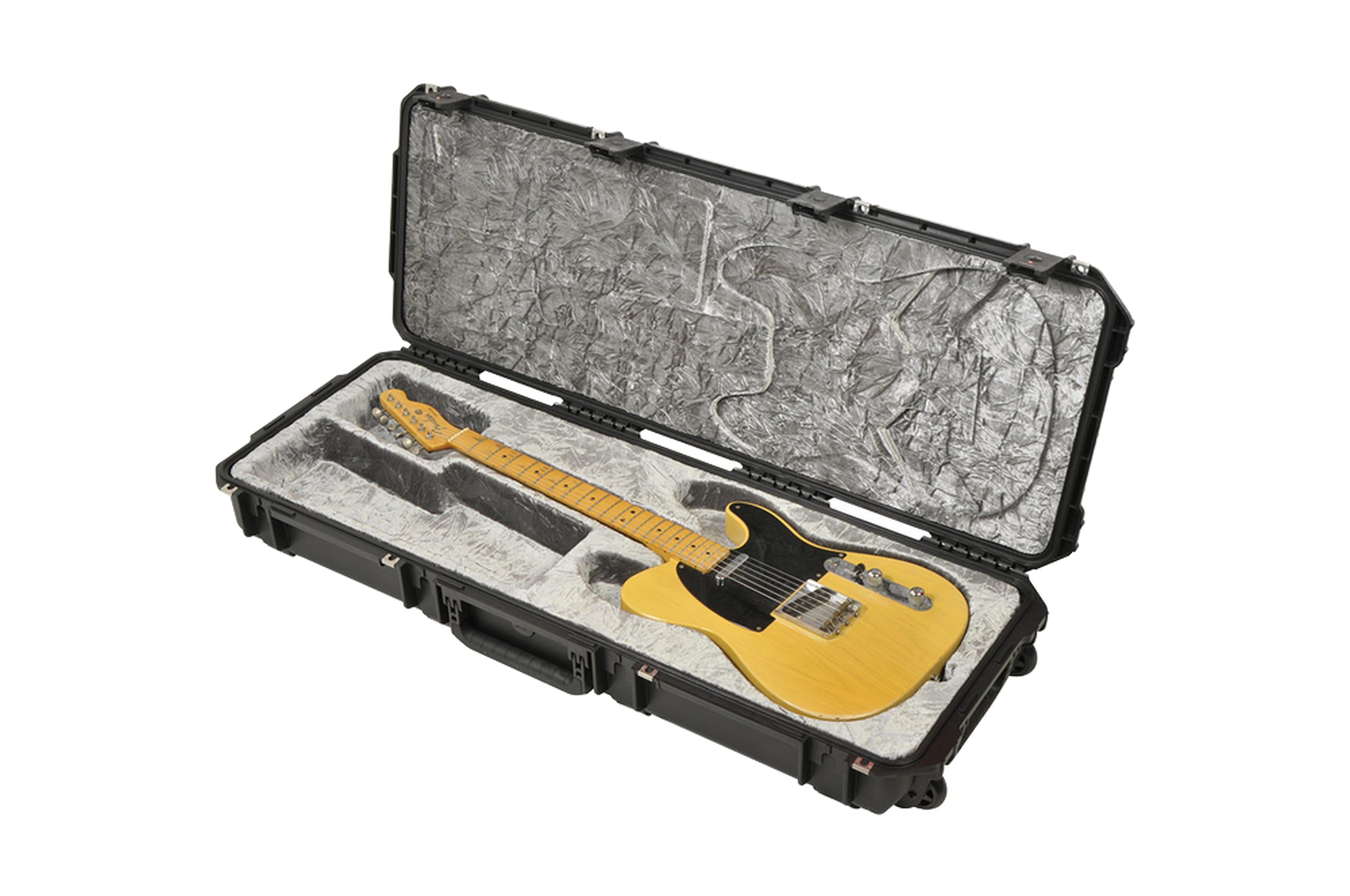 SKB Injection molded Strat/TeleFlight Case - TSA Latches, w/wheels