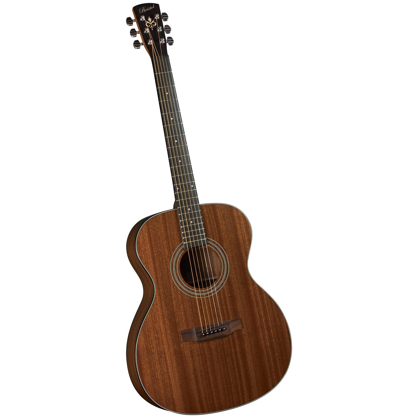 Bristol BM-15S Solid Top 000 Acoustic Guitar - Mahogany Body, Slim Neck, Chrome Tuners, Semi-Gloss Finish