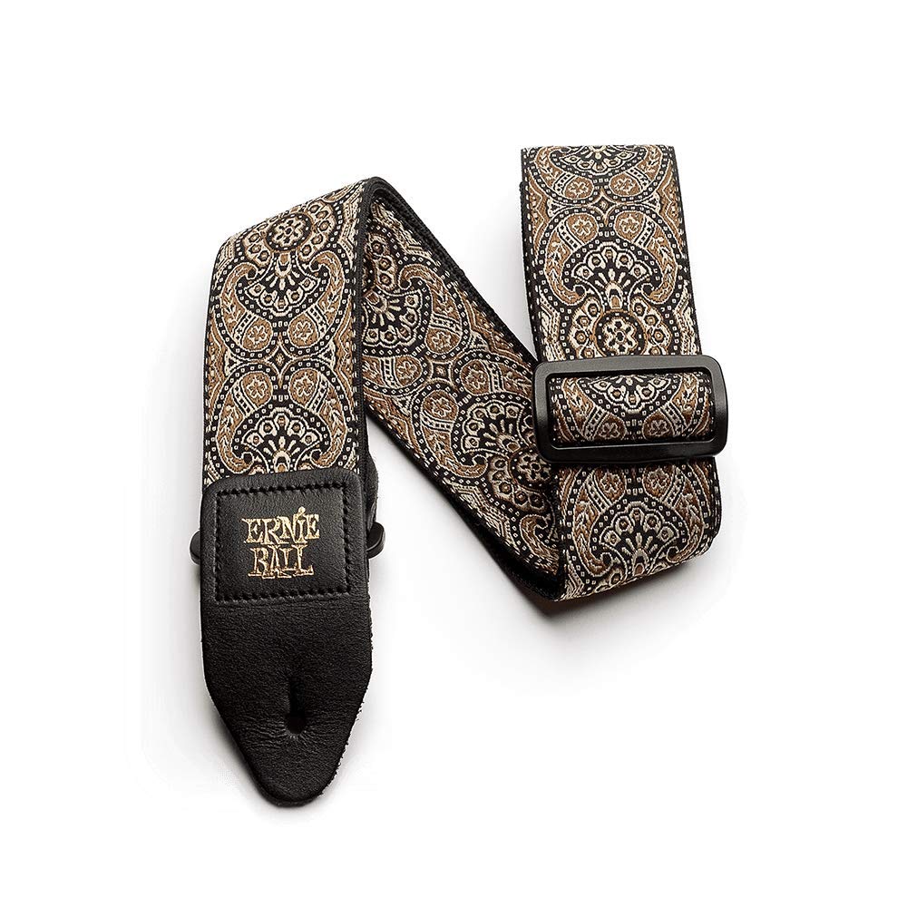 Ernie Ball Jacquard Guitar Strap, Gold & Black Paisley (P04163)
