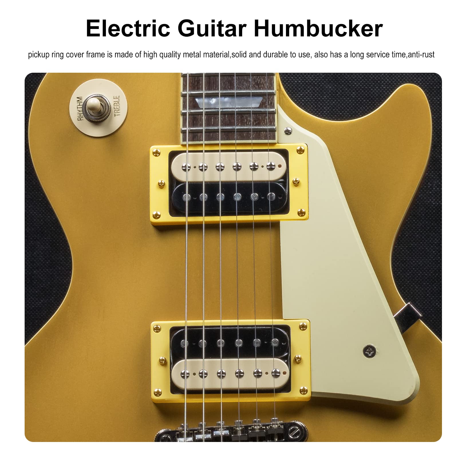 MAXCHEER 2PCS Metal Iron Flat Humbucker Pickup Ring for Electric Guitar Replacement (Glod)