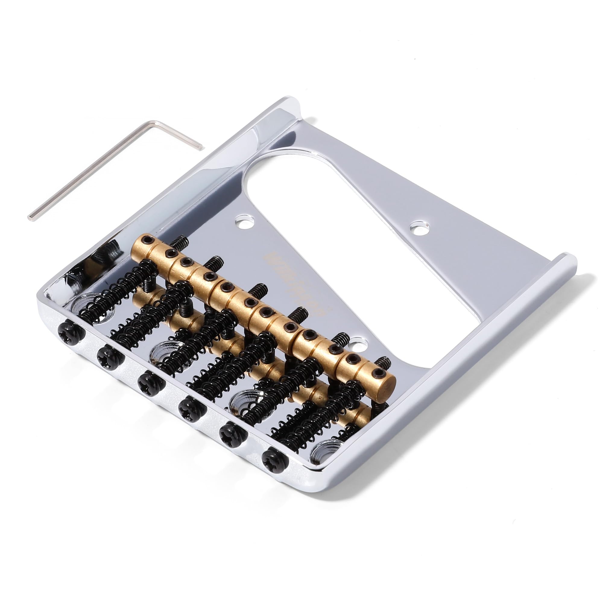 Wilkinson 2-1/8 Inch(54Mm) Telecaster Guitar Bridge Wot02 Tele Brass 6 Saddles Fixed Bridge For American Tl Style Electric Guita