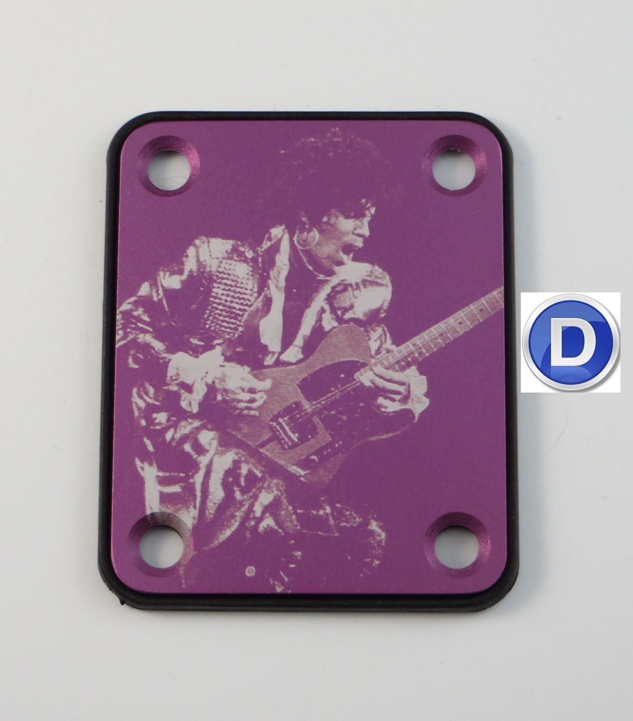 Prince Tribute Purple Guitar Neck Plate - Choose Design - Custom Engraved - Standard 4 Bolt