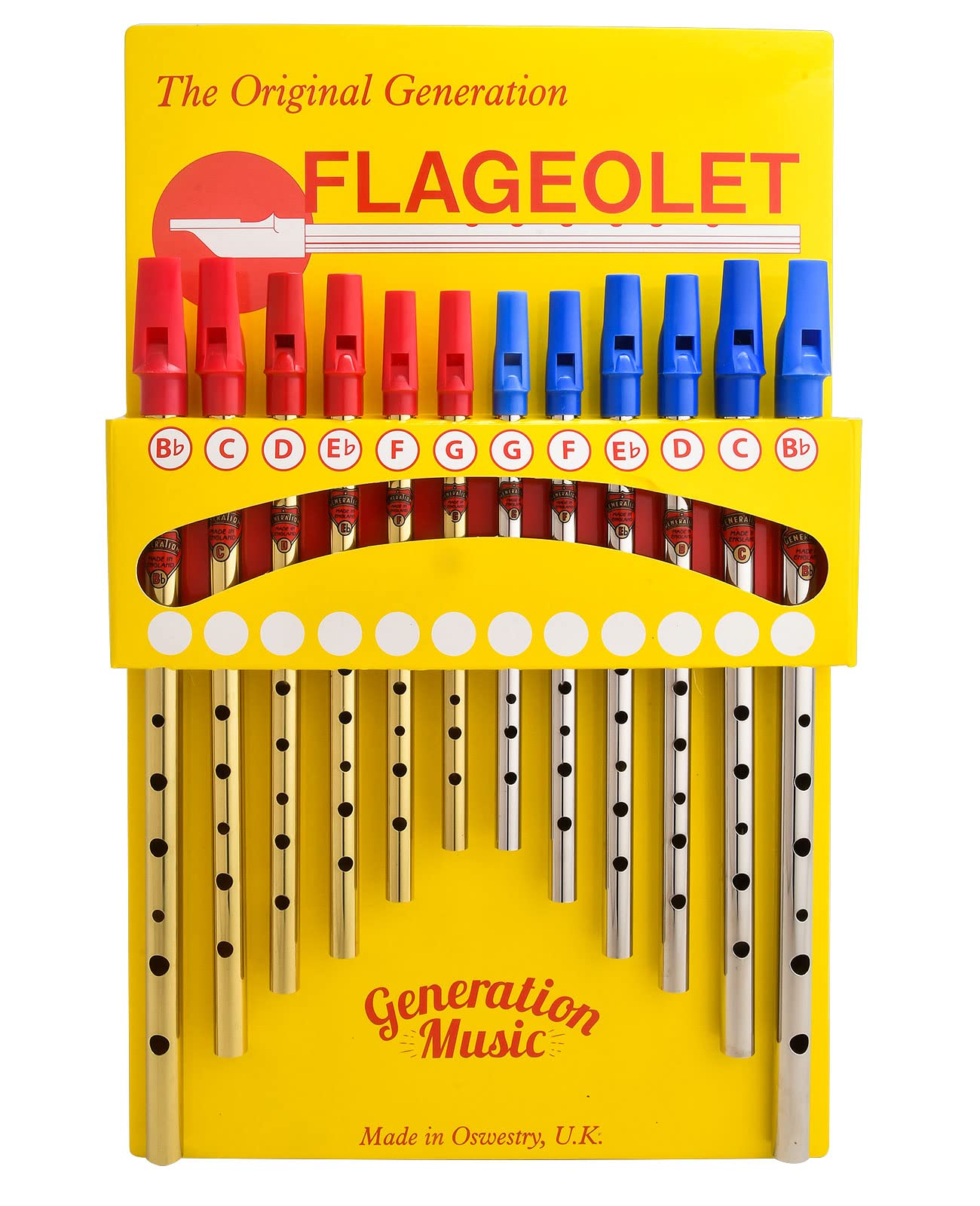 Generation G-17-18 Tin Whistle Master Pack - 12-Pack Variety Set with Instruction Booklet - Brass & Nickel-Plated Whistles for B