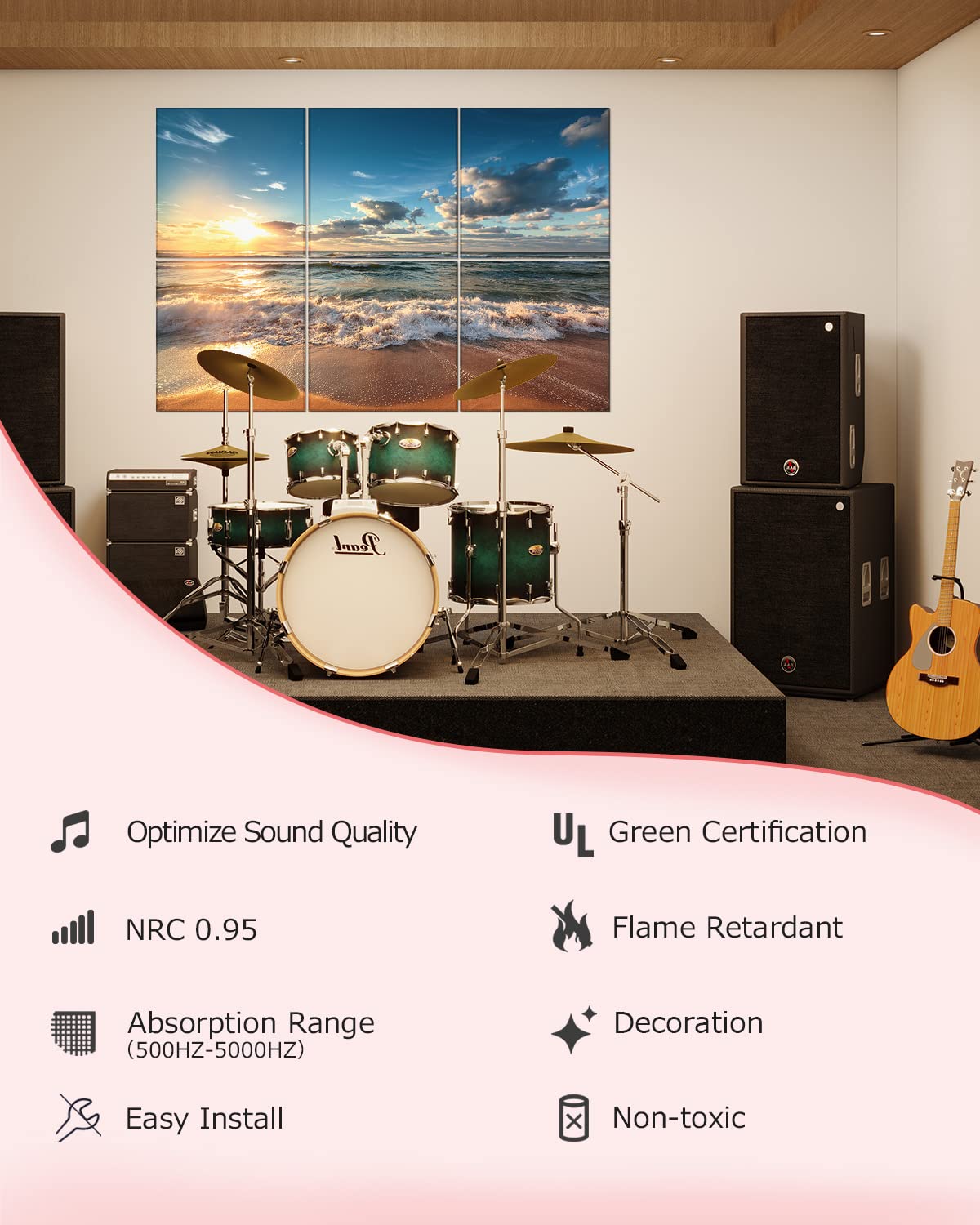EVENRISING Art Acoustic Panels, 72''x48''x0.4'' Sound Absorbing Panels,Better Sound Panels than Soundproof Foam,Premium Soundpro