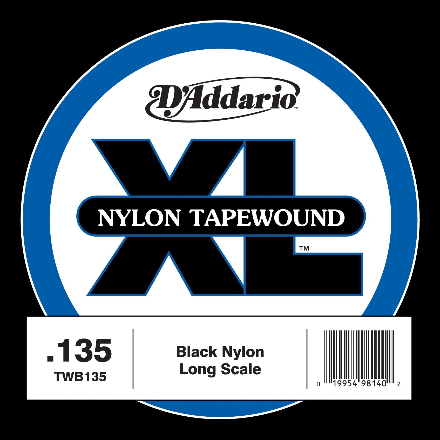 DAddario Twb135 Nylon Tape Wound Bass Guitar Single String, 135