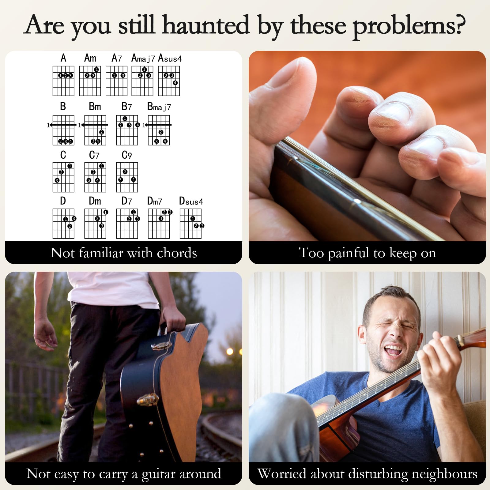 Ueteto Smart Pocket Guitar, Mini Chord Trainer with Rotatable Screen and Lighting Feedback, Three Modes for Guitar Beginners, Tr