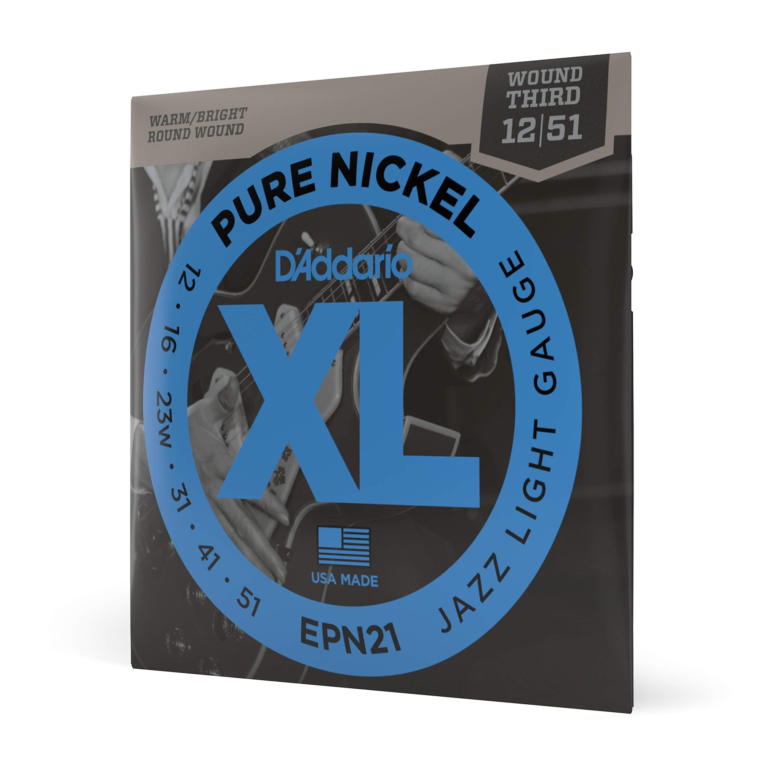 D'Addario Guitar Strings - Xl Pure Nickel Electric Guitar Strings - Round Wound - Warm, Bright, Vintage Sound - Epn21 - Jazz Lig