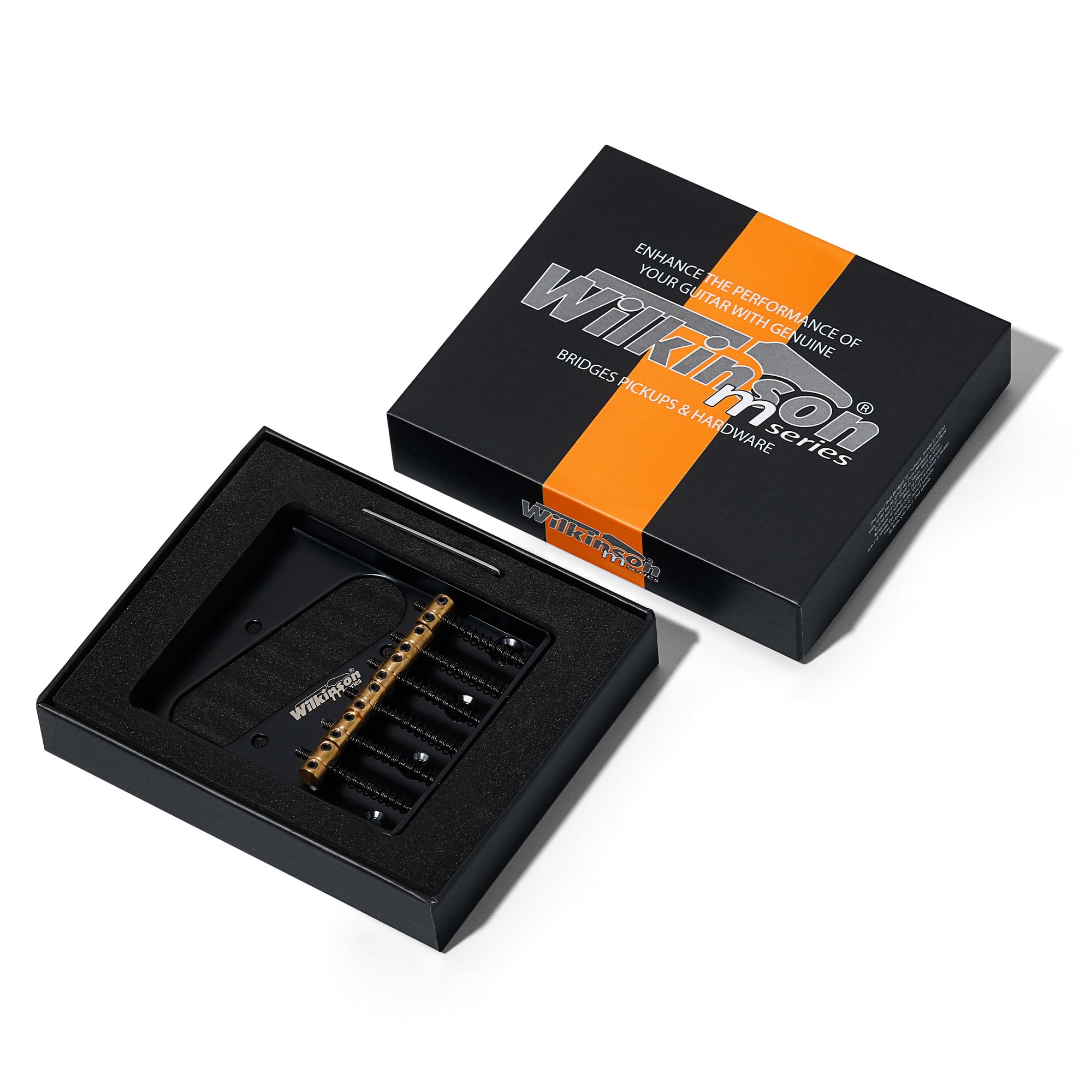 Wilkinson 2-1/8 inch(54mm) Telecaster Guitar Bridge WOT02 Tele Brass 6 saddles Fixed Bridge for American TL Style Electric Guita