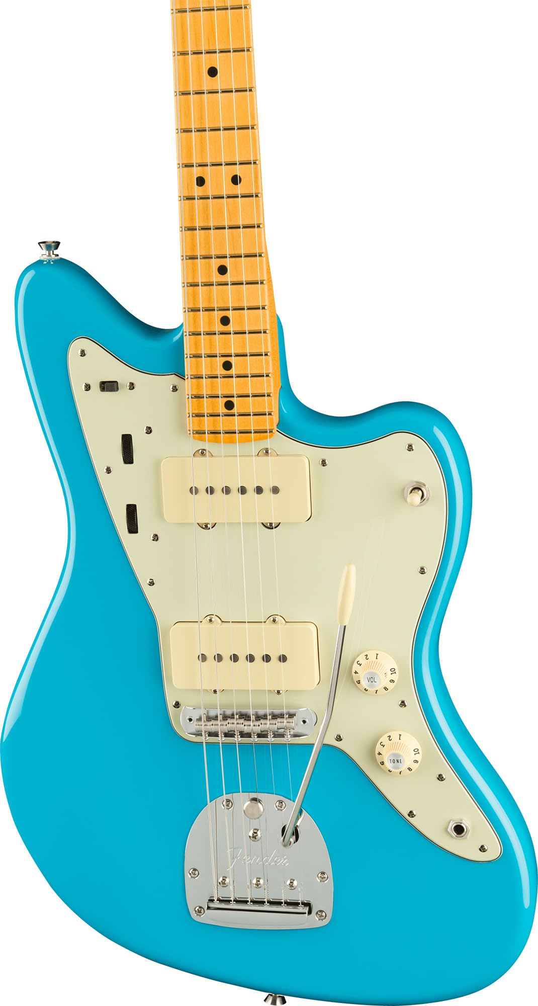 Fender American Professional II Jazzmaster - Miami Blue Bundle with Case, Strap, Cable, and Guitar Cleaning Kit