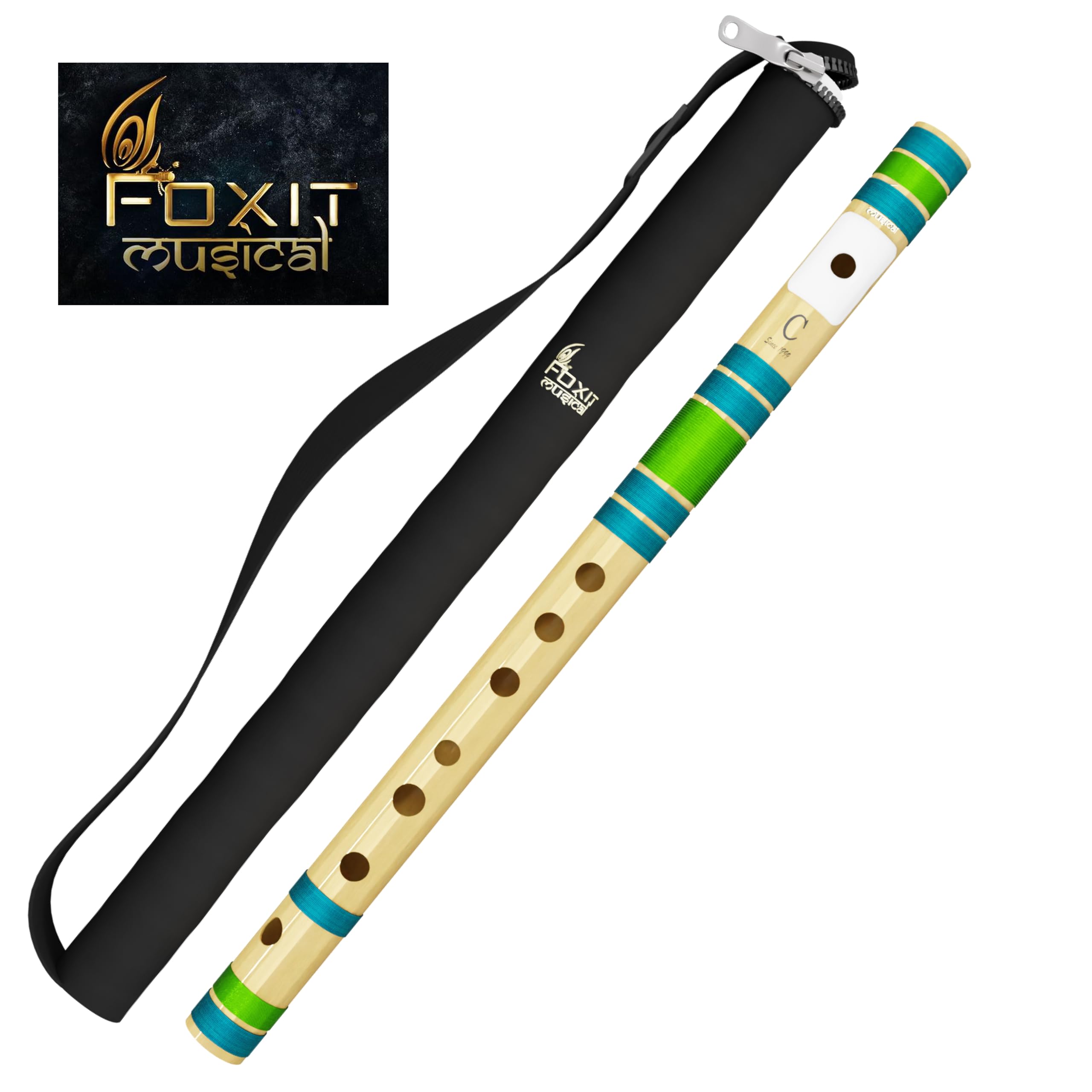 Foxit Musical Flute Flutes Right Handed C Natural Tuned With Tanpura A=440Hz Pvc Fiber (With Carry Bag) (Pvc C Natural Hend, Dar