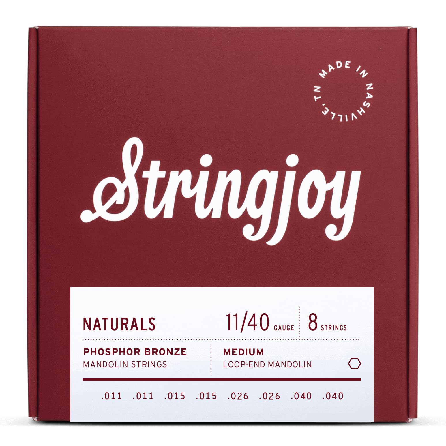 Stringjoy Nb1140 Naturals Phosphor Bronze Mandolin Strings, (Medium Gauge - 11-40)