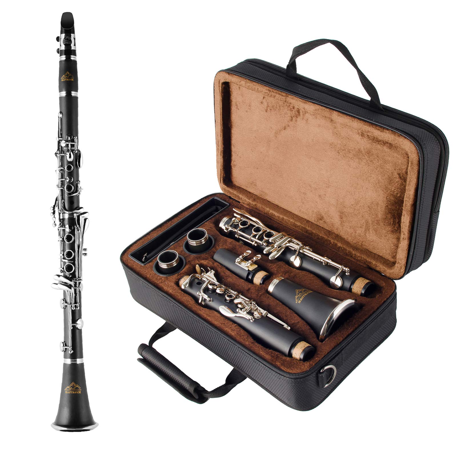 EASTROCK Bb Clarinet 17 Keys ABS Material Wide Range of Tones Particularly Beginner & Students-friendly with Using Tools and 2 R