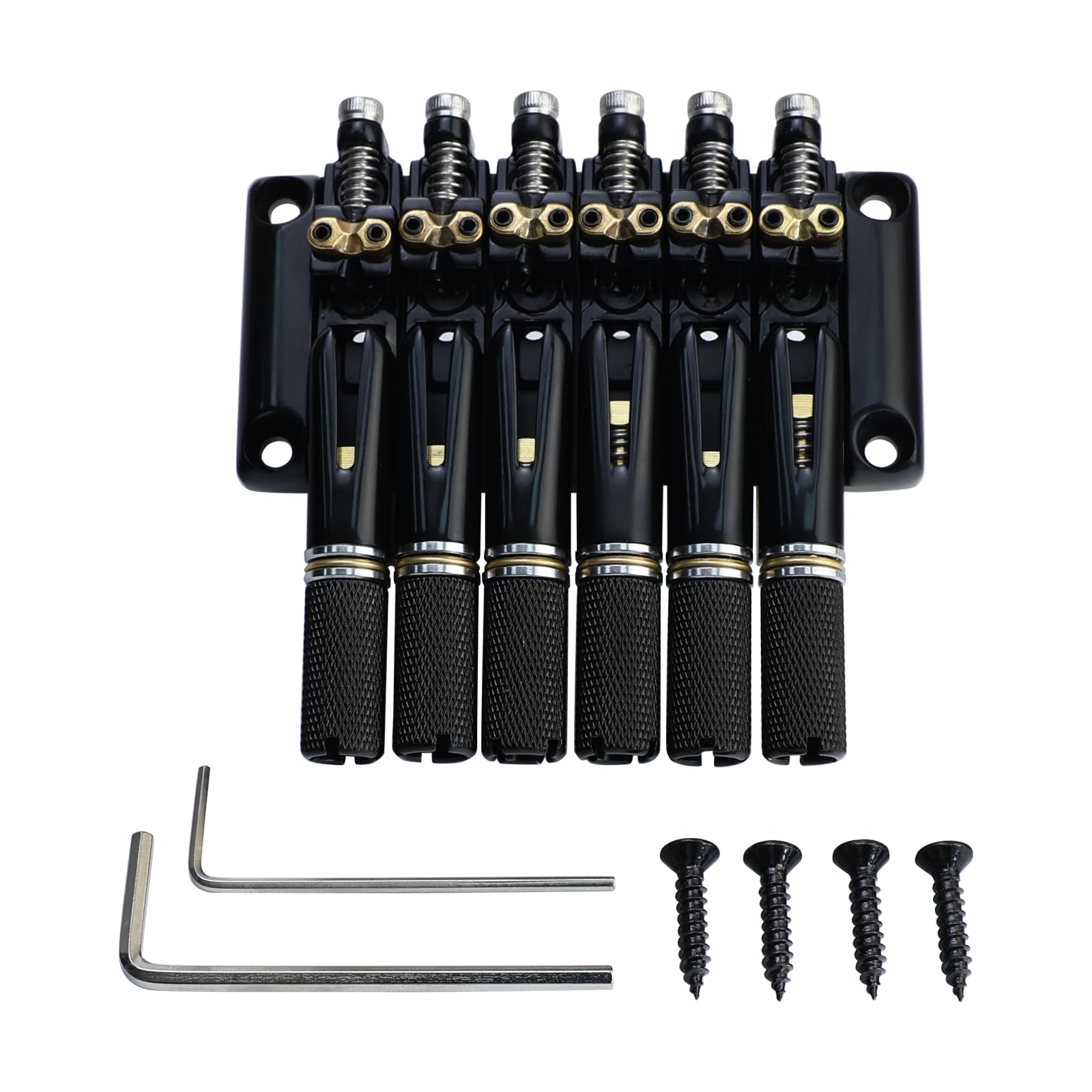 OVSAL 10.5mm Headless Electric Guitar Bridge All-Black Headless Bass Guitar Bridge Brass Saddles Zinc Alloy Plate Electric Guita