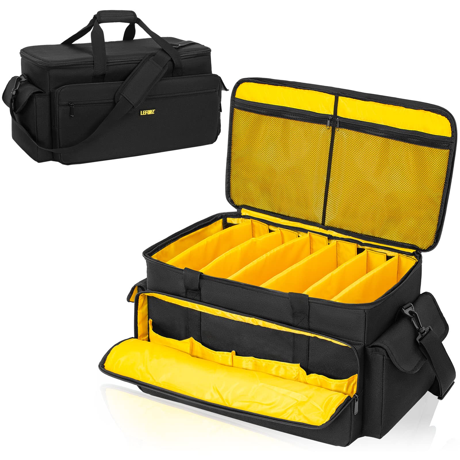 LEFORZ Large DJ Equipment Gig Bag Cable File Organizer Bag with Detachable Dividers and Padded Bottom,Travel Music Bag for Profe