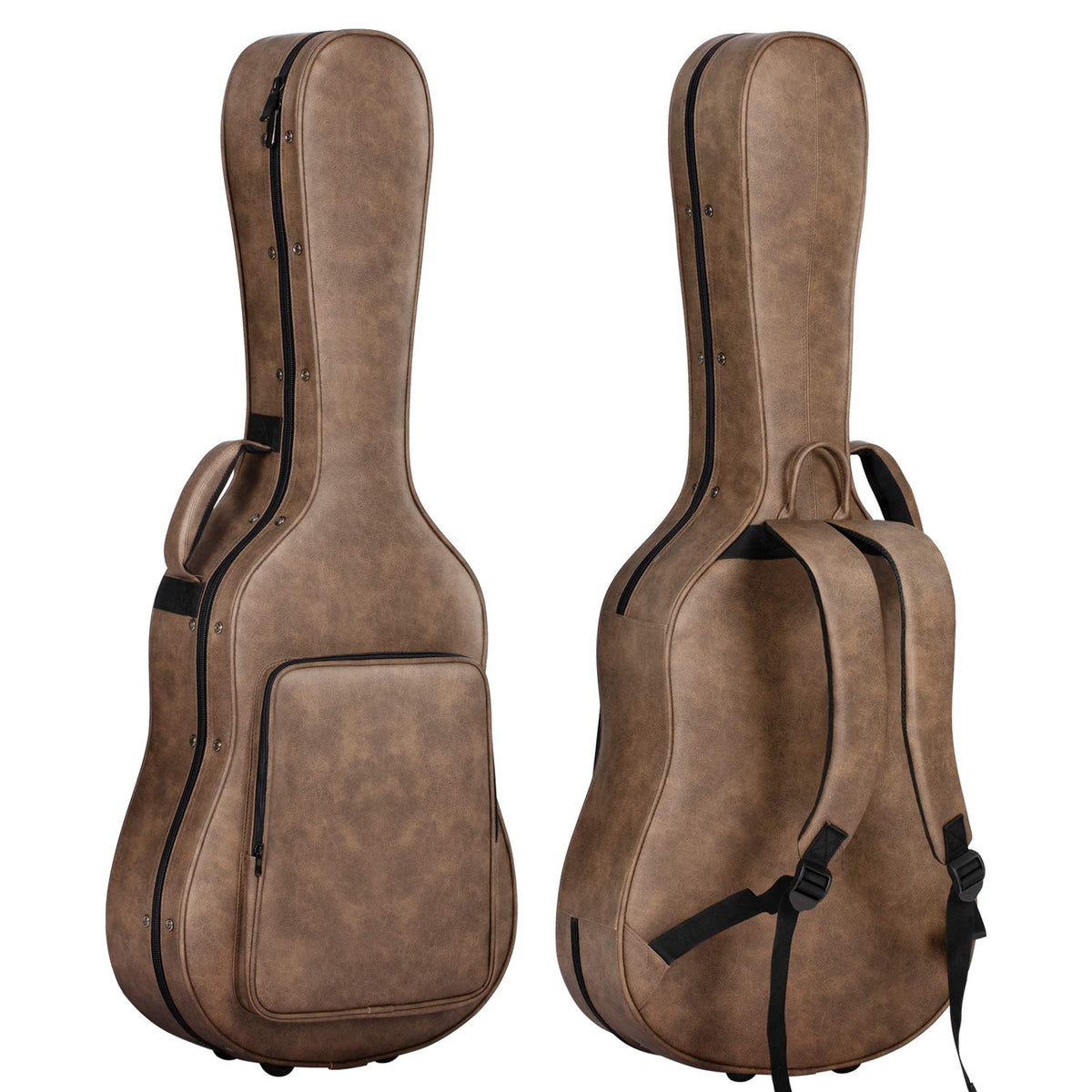 Cahaya Acoustic Guitar Case Hardshell 0.8In Thick Padding Waterproof Pu Design Easy Cleaning With 3 Pockets And Storage Box Insi
