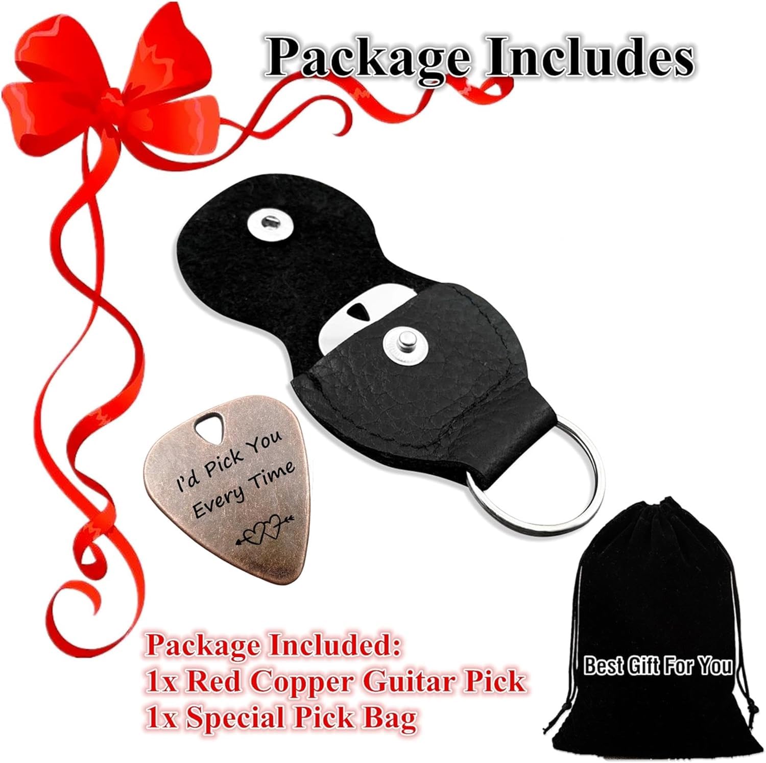 JUPPE Birthday Gifts For Son, Bronze Metal I Couldn't Pick A Better Son Guitar Pick and Bass Pick With Leather Case Music Gifts
