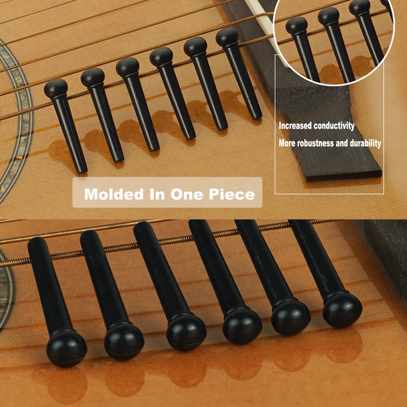 Jinlop Acoustic Guitar Bridge Pins & Guitar Pegs with Bridge Pin Puller Remover Guitar Pegs Parts Replacement Tool-Black